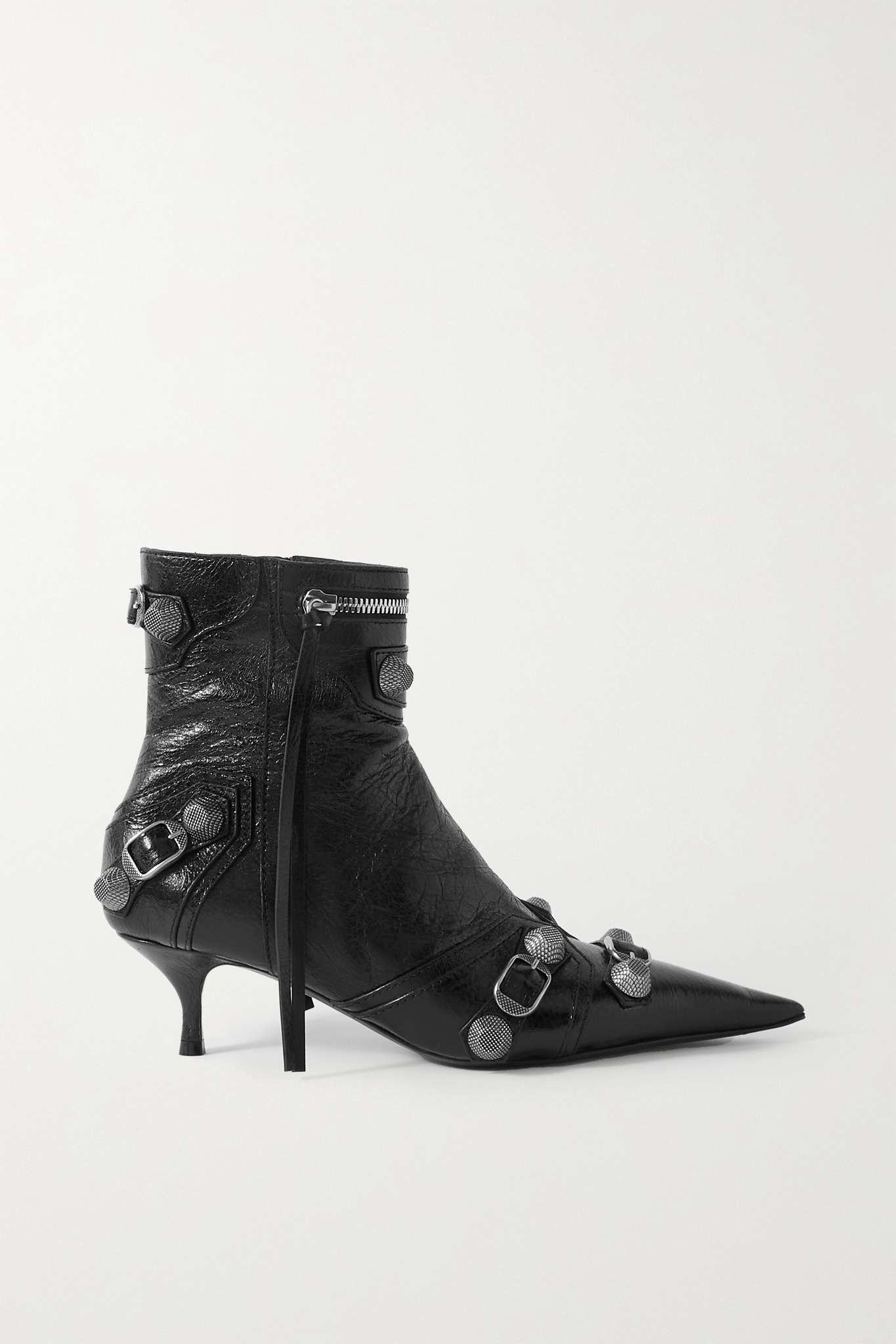 Le Cagole studded crinkled-leather ankle boot