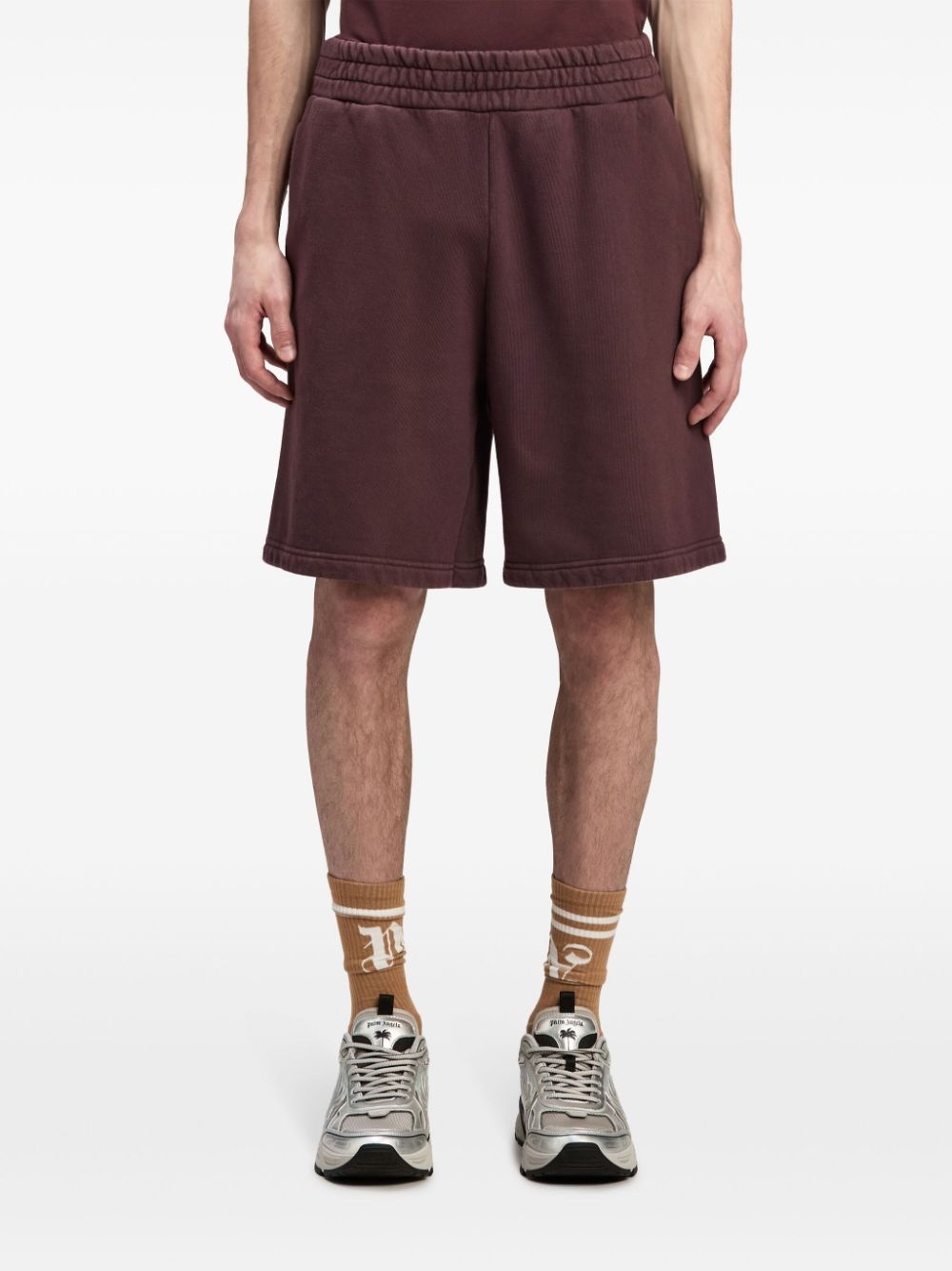 logo-print cotton track shorts - 3