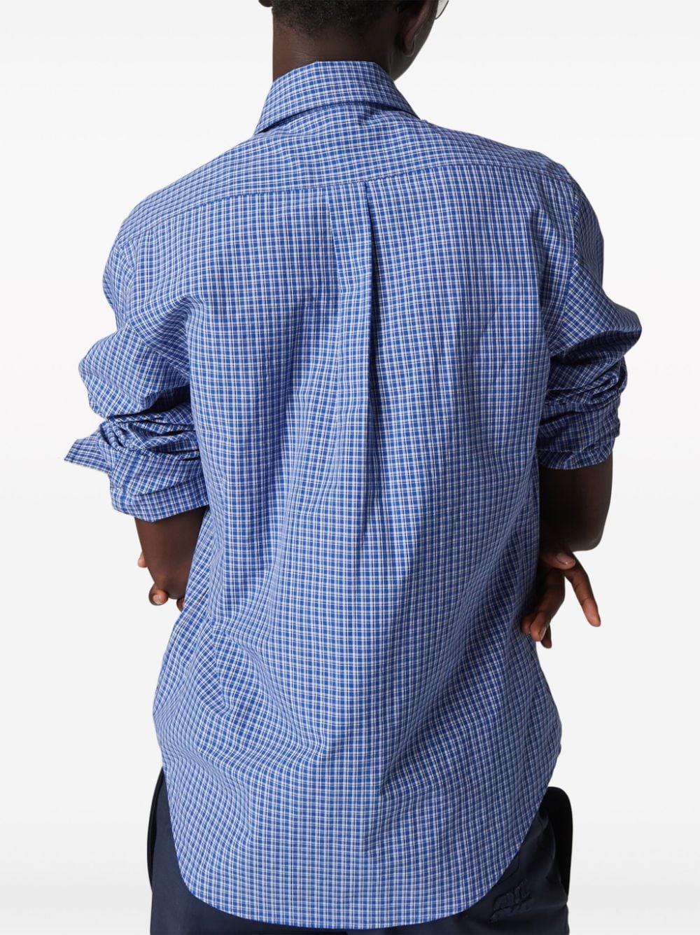 logo-embroidered checked shirt - 3