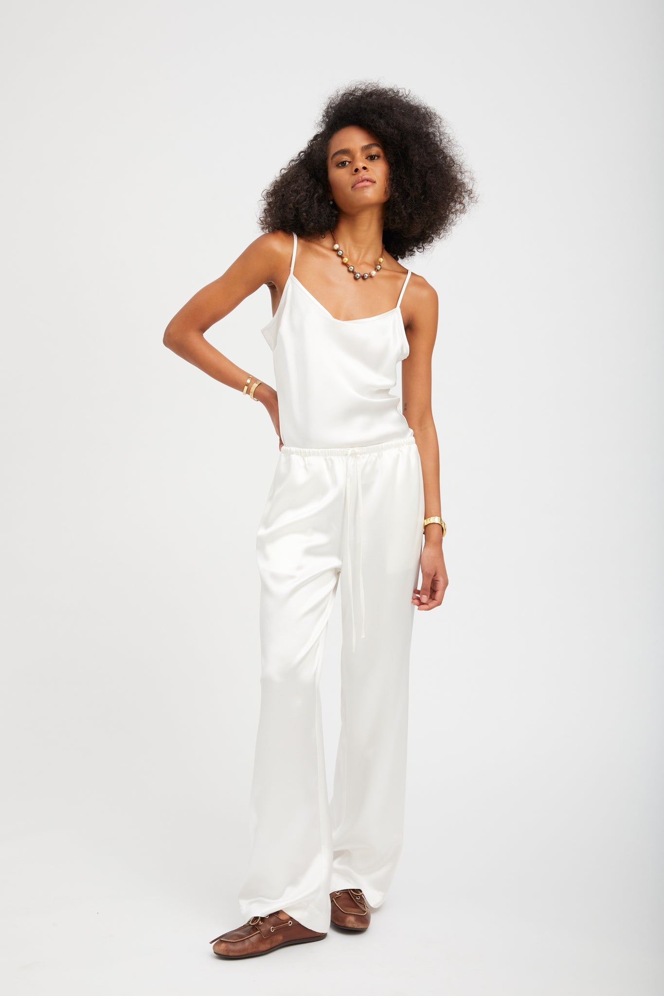 PEARL SILK SPAGHETTI STRAP CAMI - 3