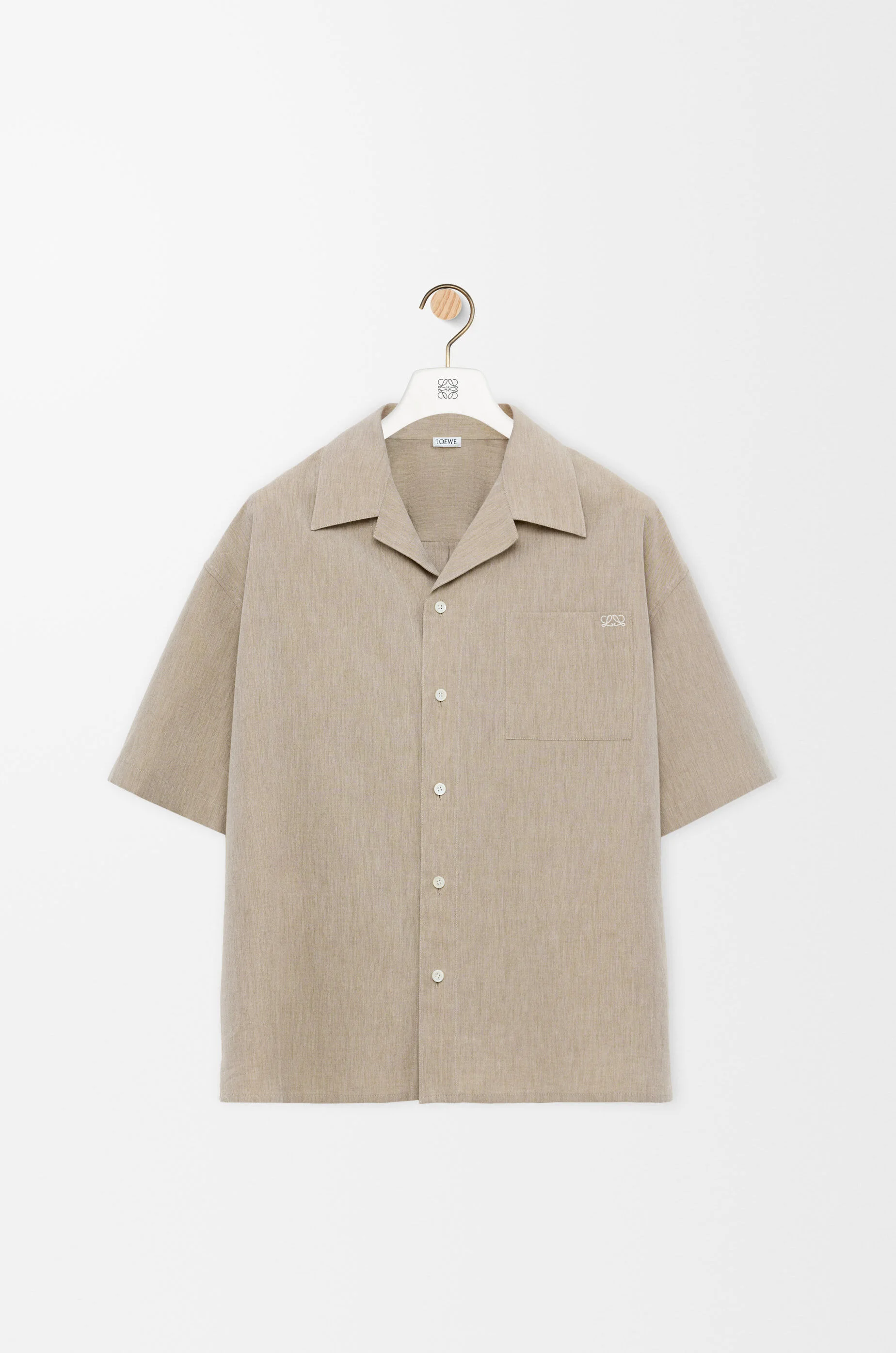 Short sleeve shirt in wool and cotton - 1