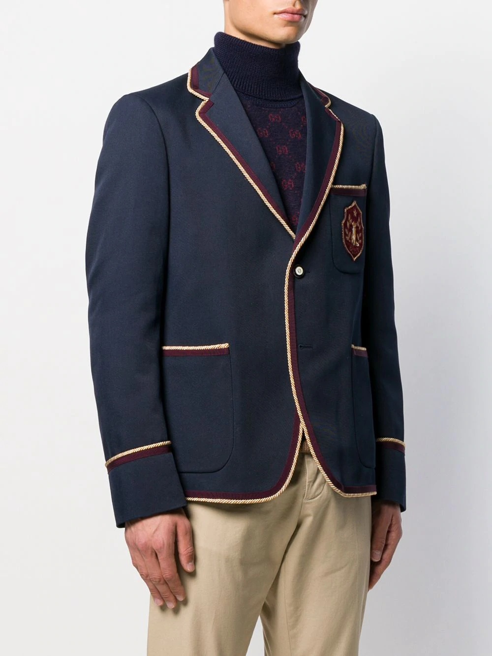 embroidered logo patch blazer - 3