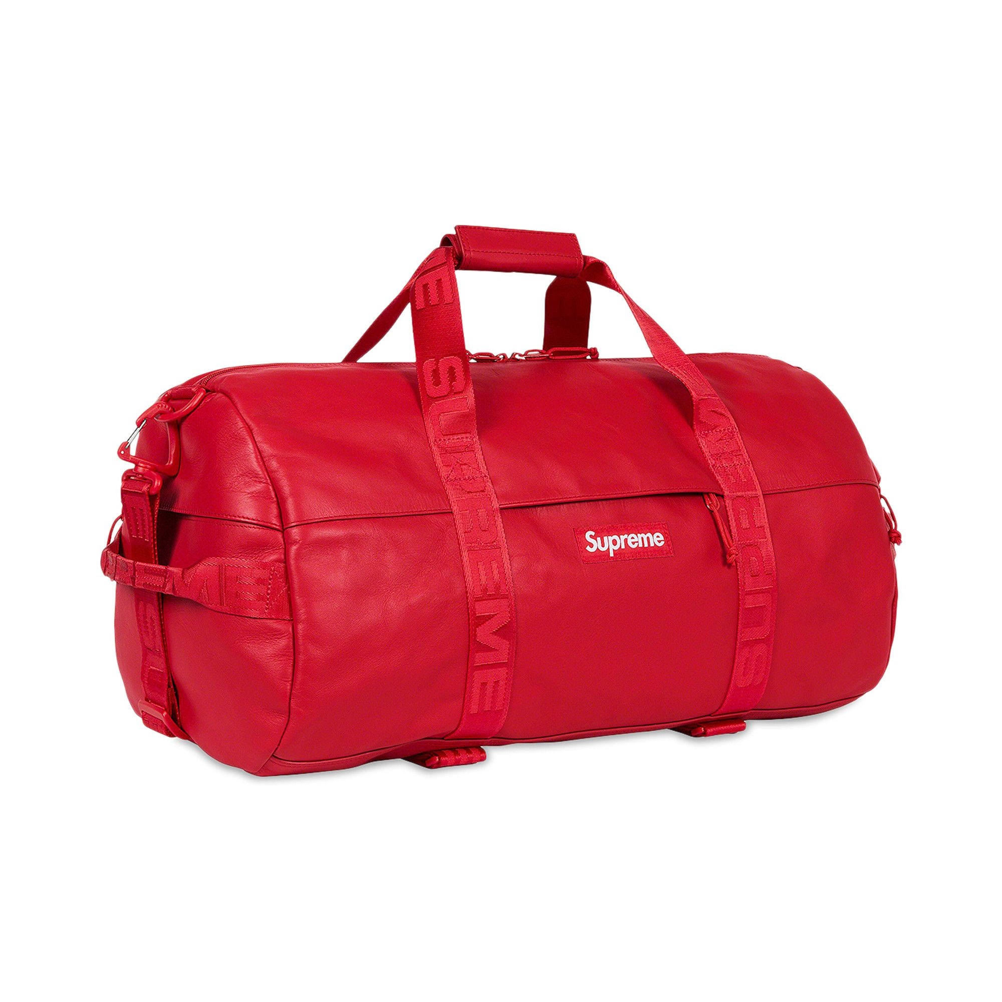 Supreme Leather Duffle Bag 'Red' - 3