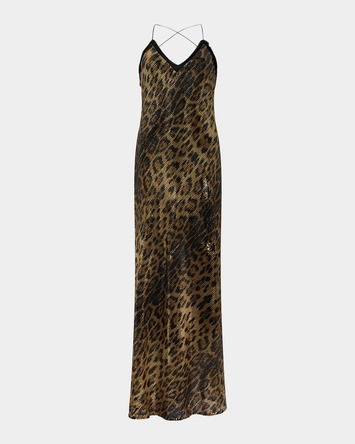 Jaguar-Print Sequined Backless Maxi Slip Dress - 1