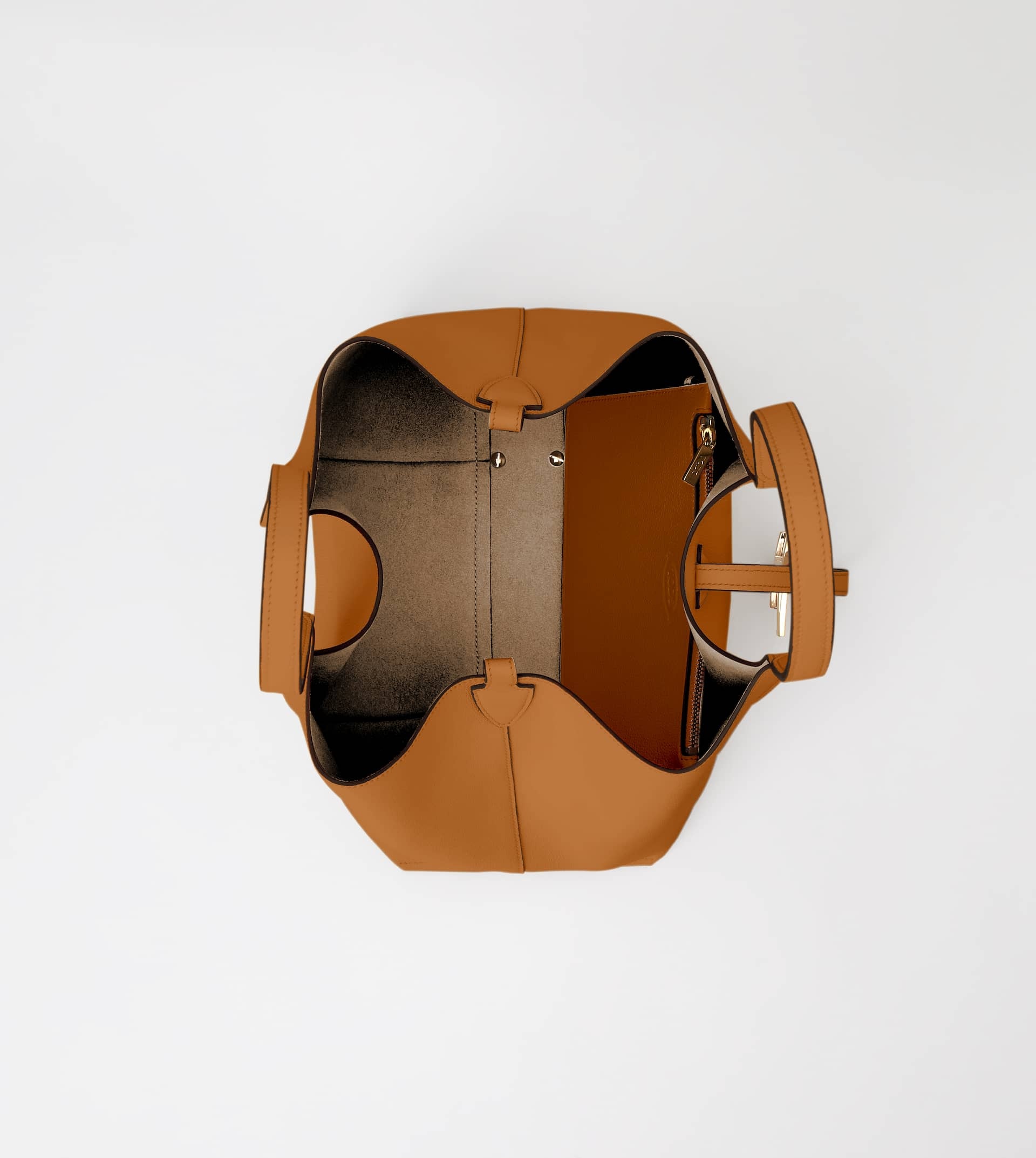 T TIMELESS SHOPPING BAG IN LEATHER SMALL - BROWN - 3