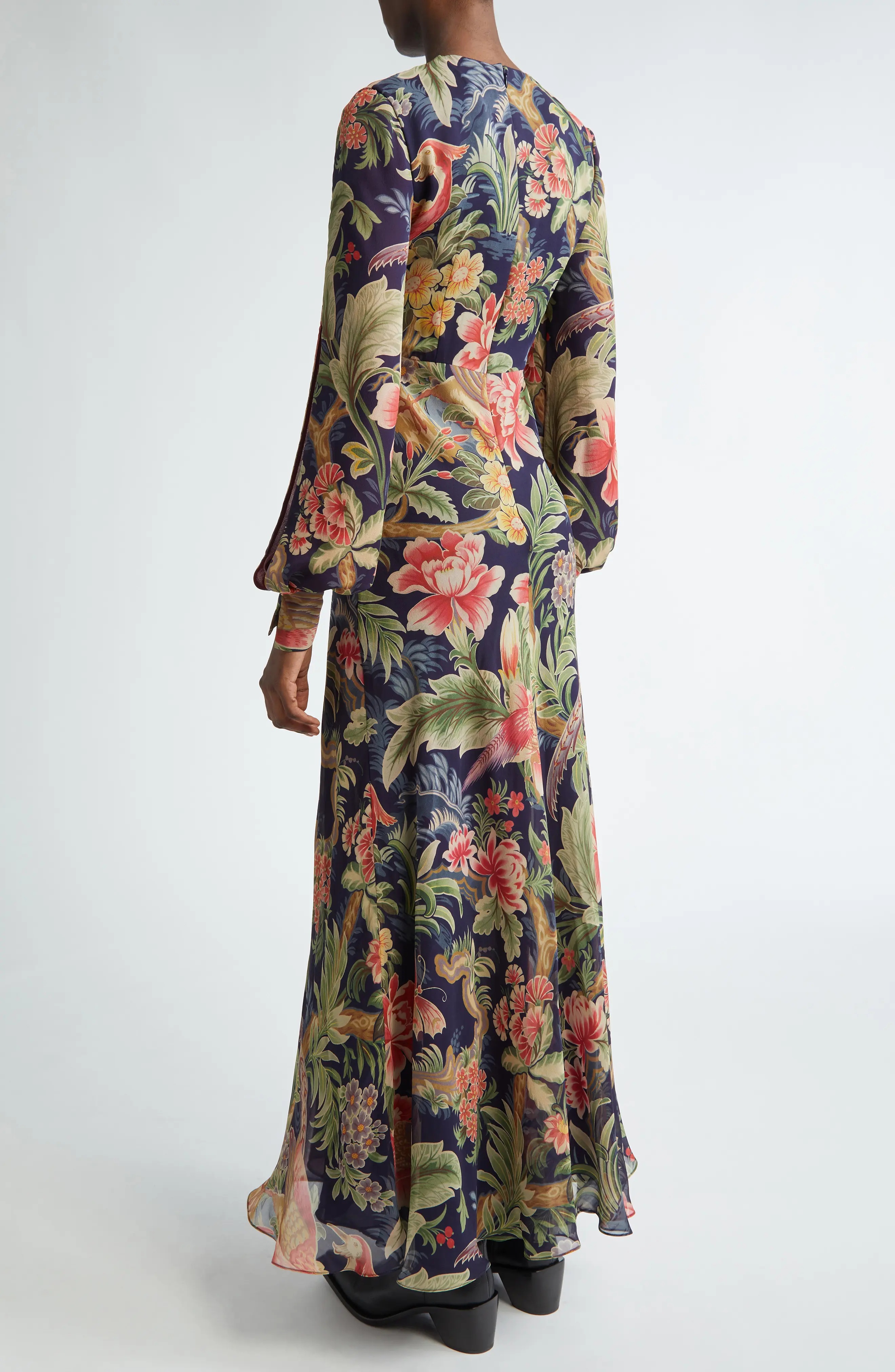 関税込【ETRO】Floral cotton and silk maxi dress Etro Floral silk crêpe de chine maxi dress Etro