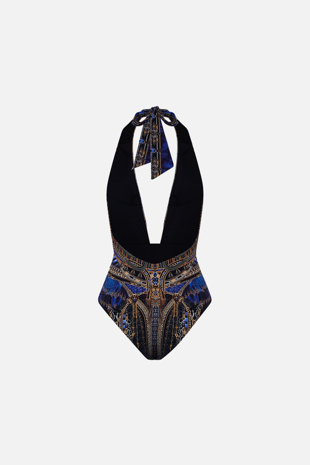 PLUNGE FRONT HALTER ONE PIECE  WITH TRIM - 6