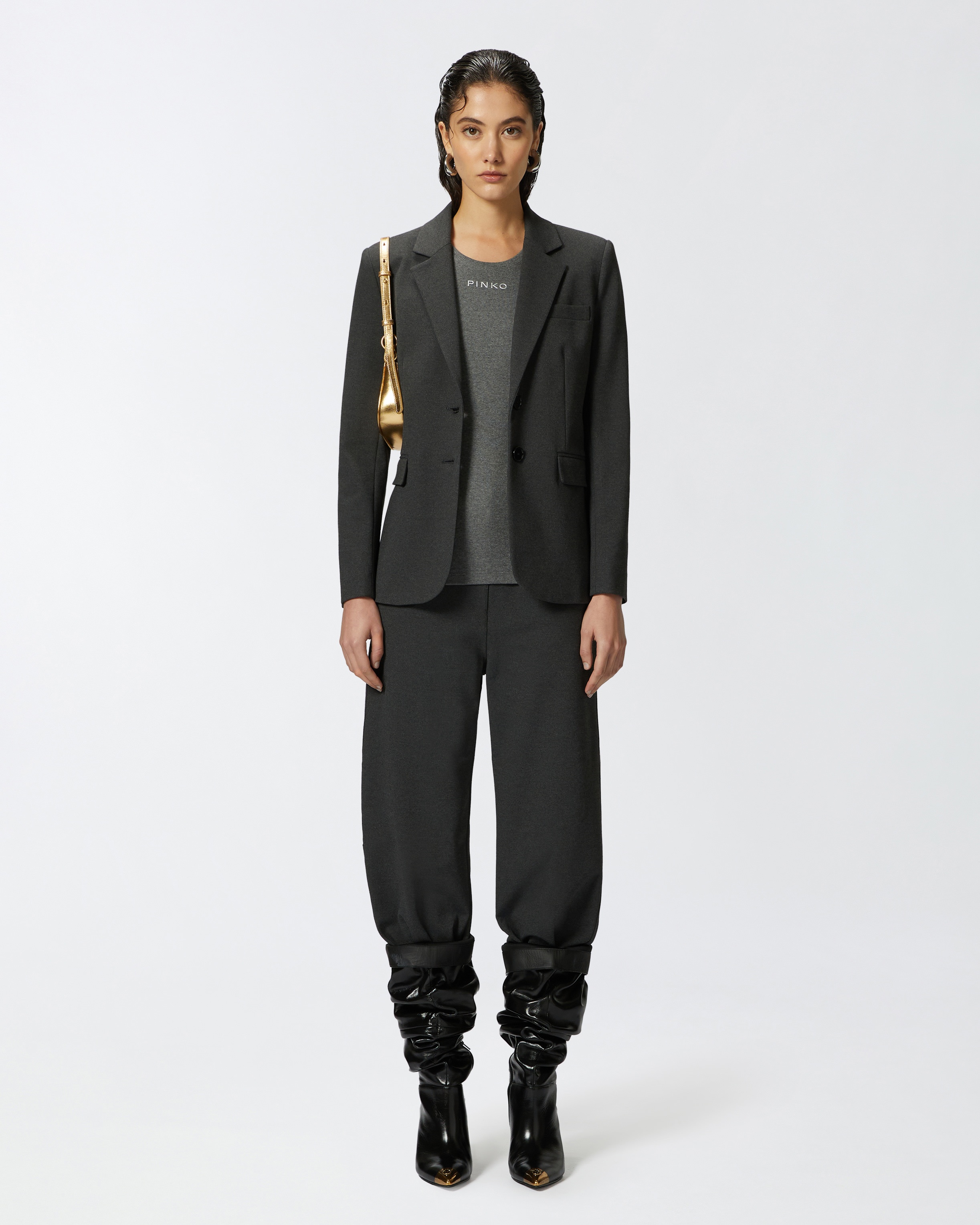SINGLE-BREASTED BLAZER WITH STRUCTURED SHOULDERS - 3