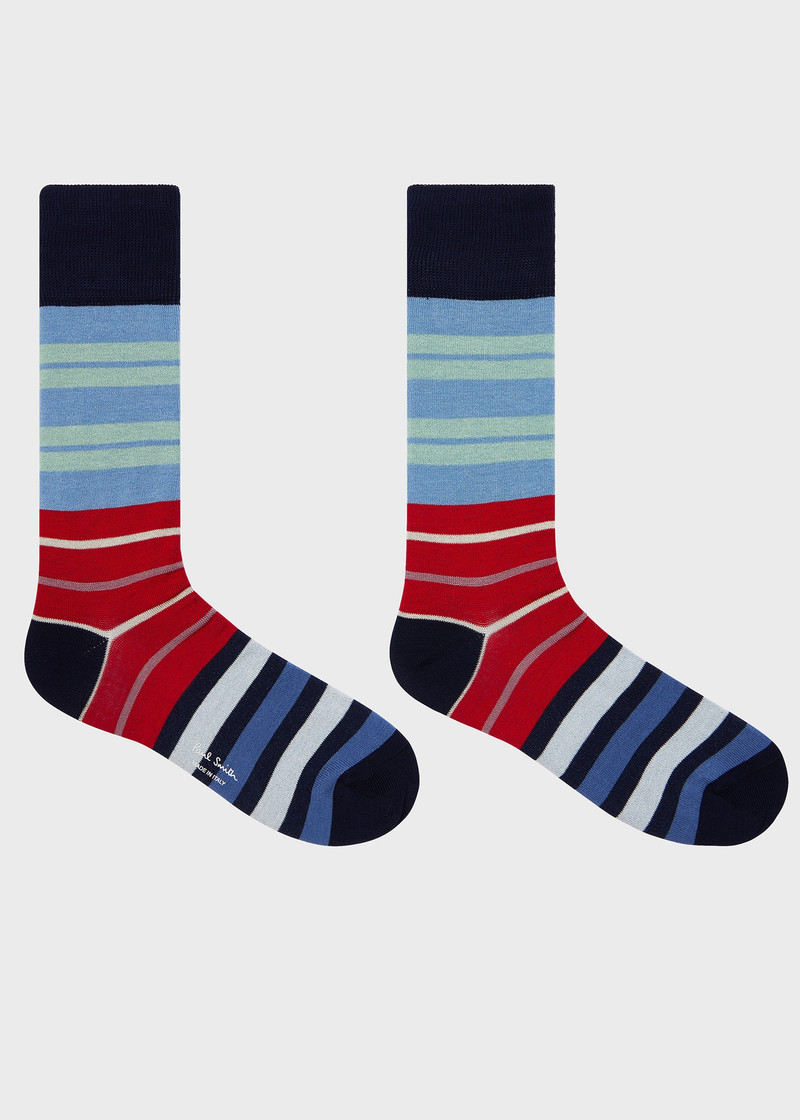 Paul Smith Navy Mixed Block Stripe Socks outlook