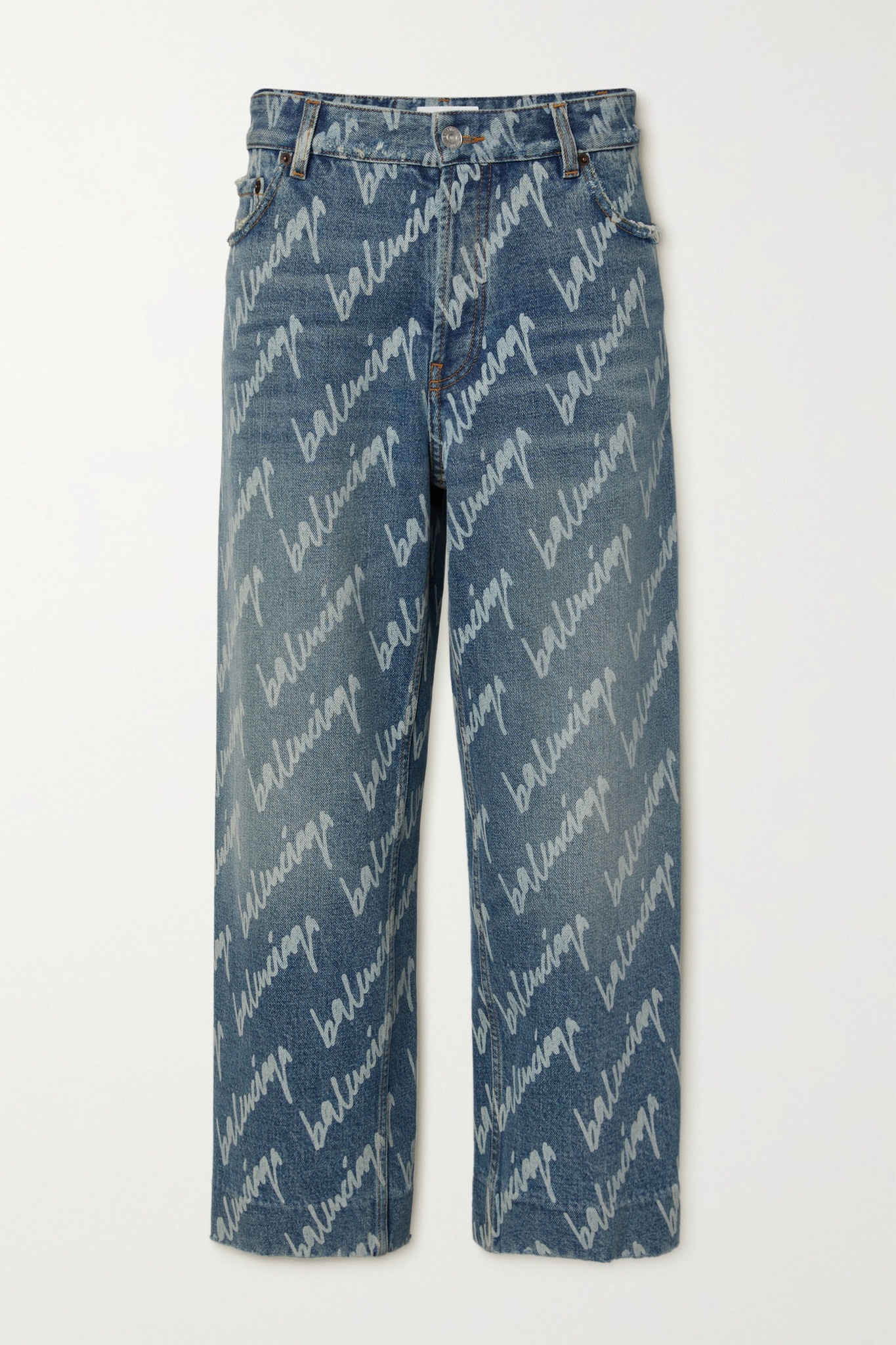 Printed high-rise straight-leg jeans - 1