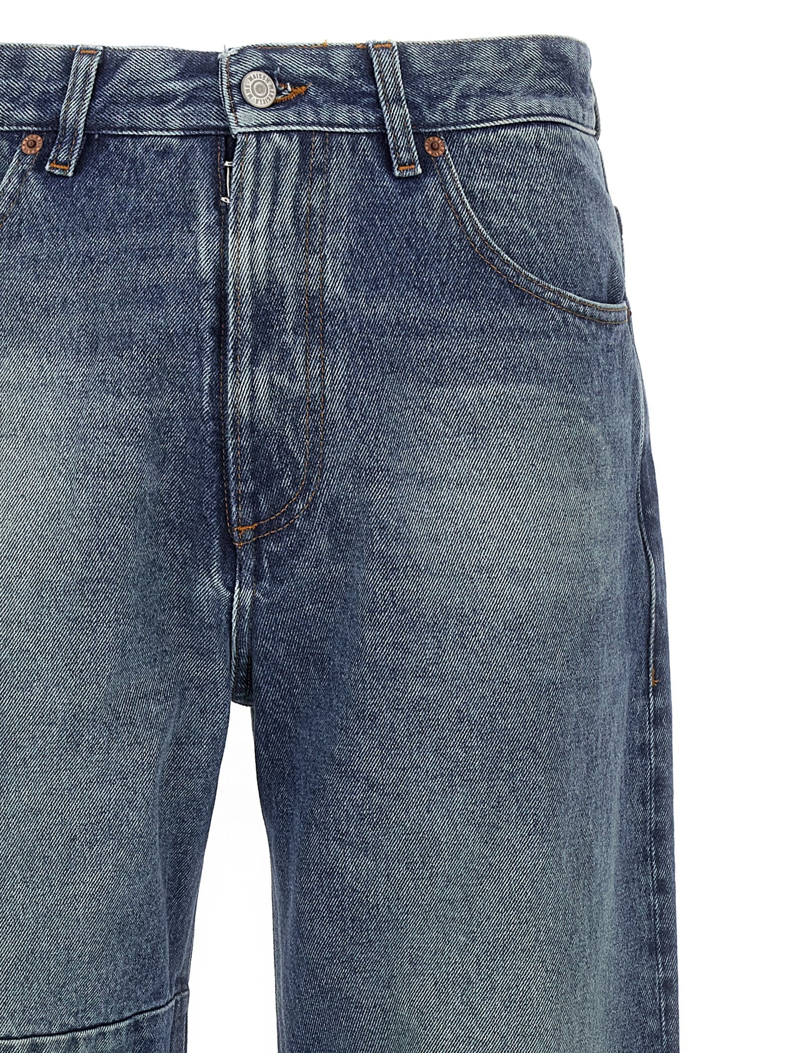 Asymmetric Stitching Jeans Blue - 3