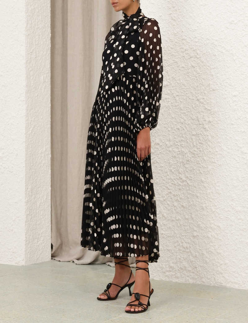 knee length dresses for ladies Polka Dot Pussy Bow Midi Dress main image 0