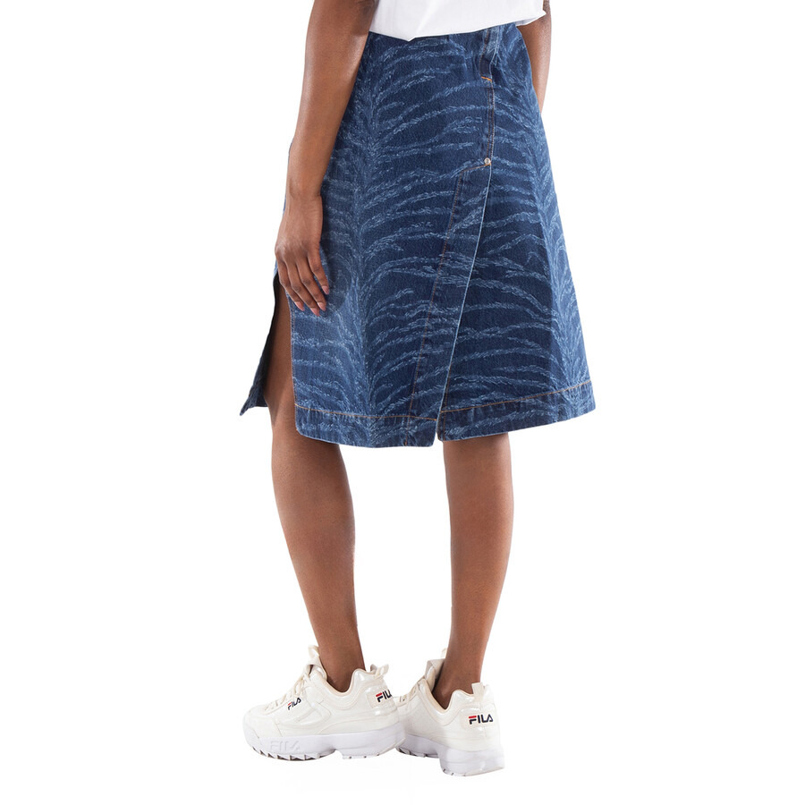 Stella McCartney Tiger Pattern High-Rise Denim Midi Skirt - 6