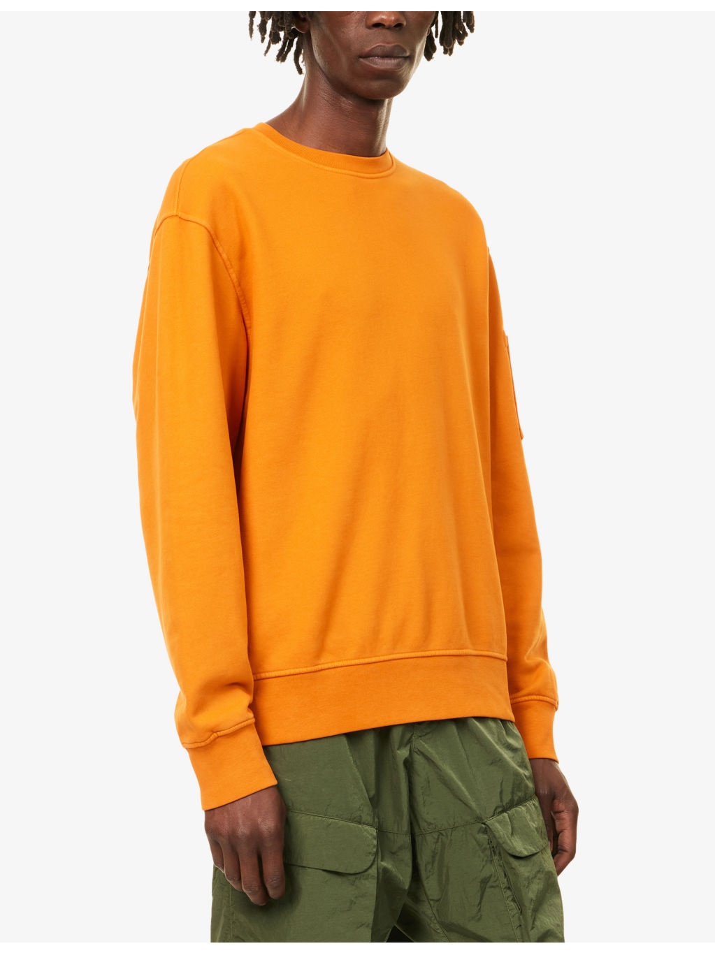 Branded-Lens Patch Crewneck Cotton Sweater - 3