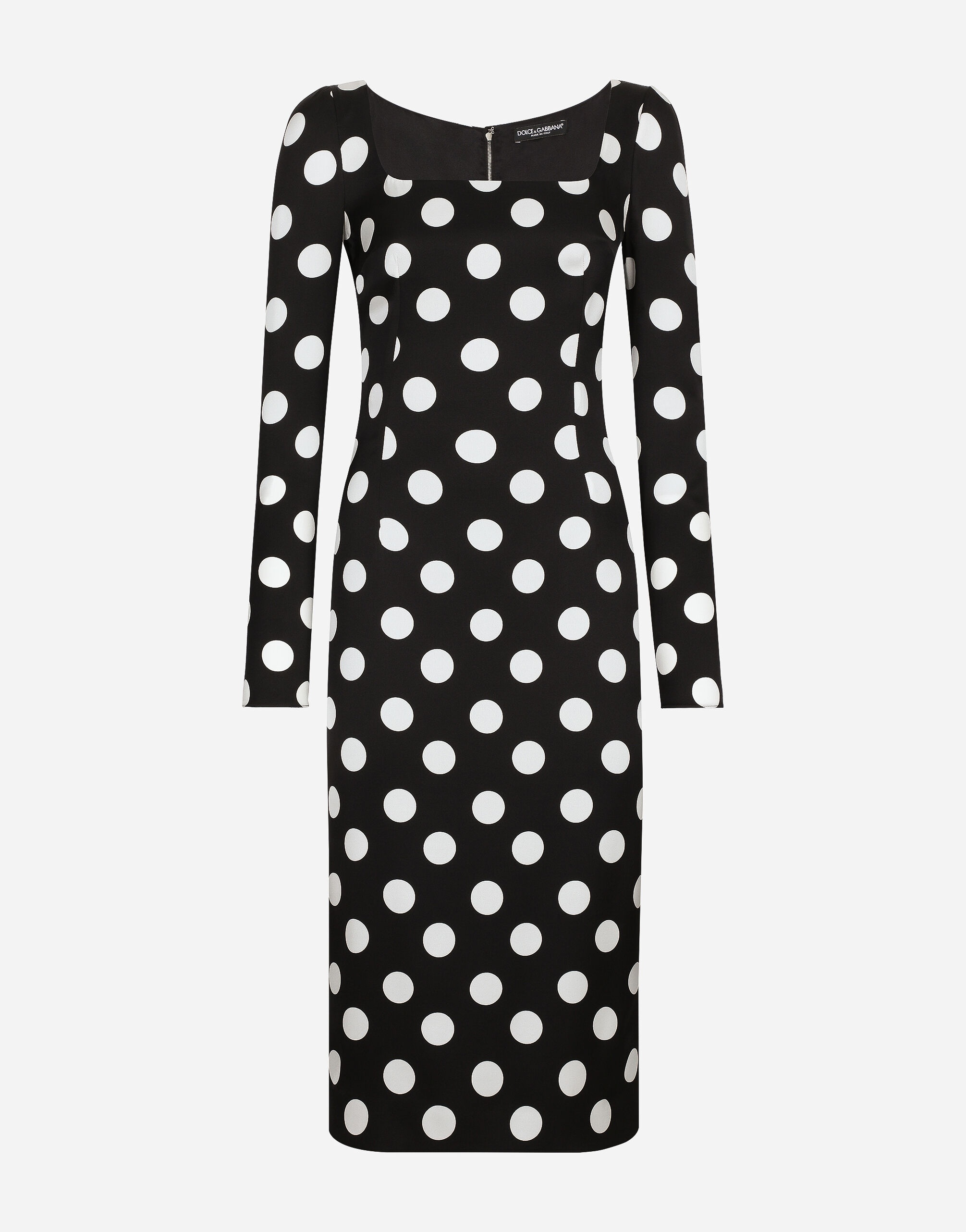 Charmeuse sheath dress with macro polka-dot print - 1