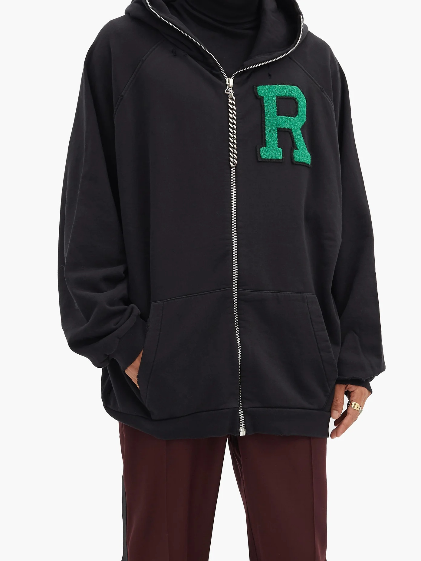 R-logo zip-up cotton-jersey hooded sweatshirt - 6