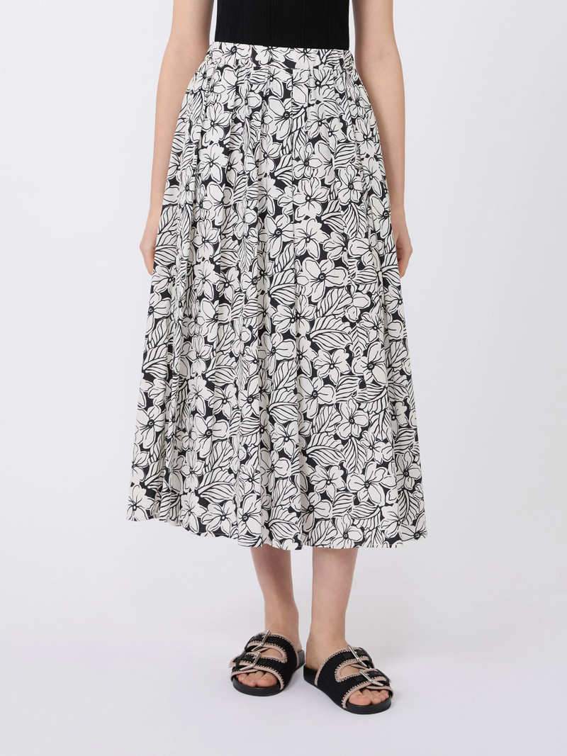 UOMO Printed poplin pleated skirt - BLACK 3