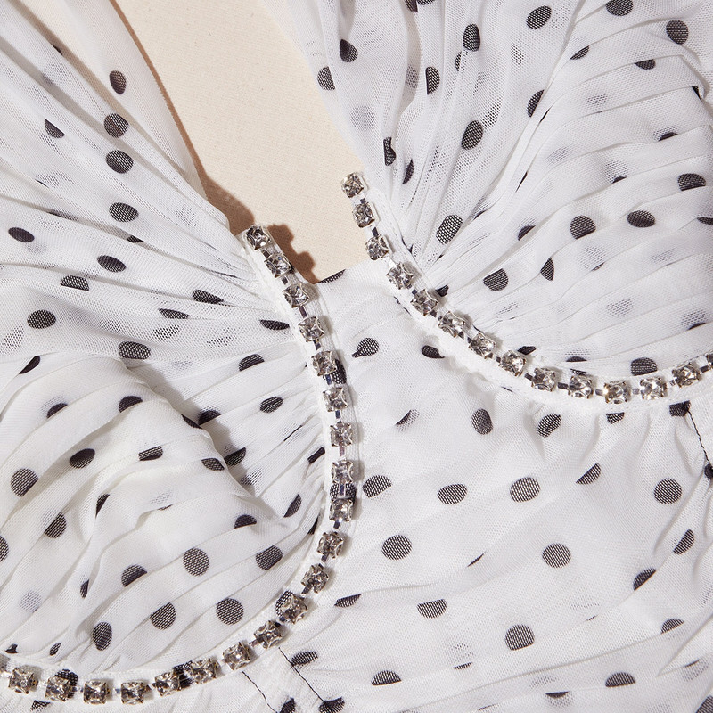 Polka Dot Off Shoulder Mesh Top 4