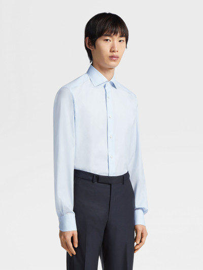 ZEGNA LIGHT BLUE AND WHITE 300 COTTON MICRO-CHECKED SHIRT outlook