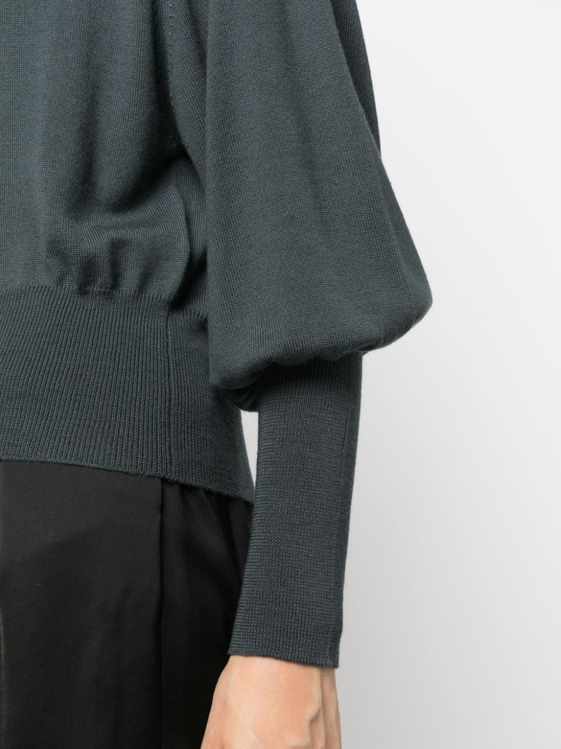 bishop-sleeved fine-knit jumper 5