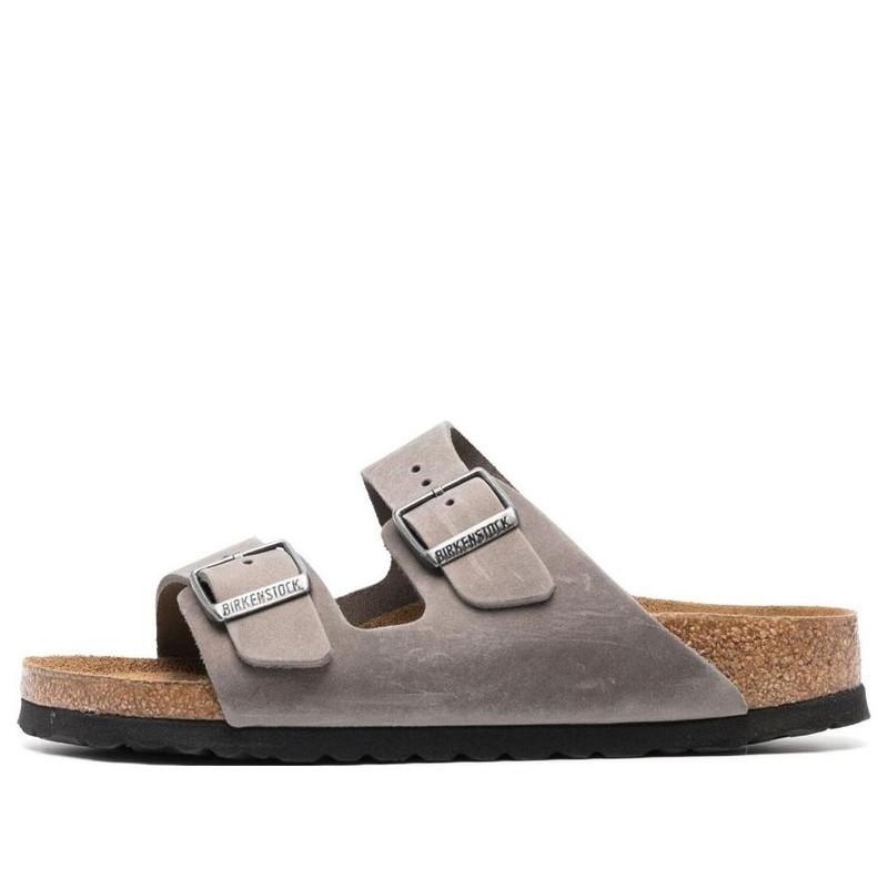 Birkenstock 애리조나 연약한 Footbed 기름을 바른 가죽 샌들 'Iron' 1013645 1