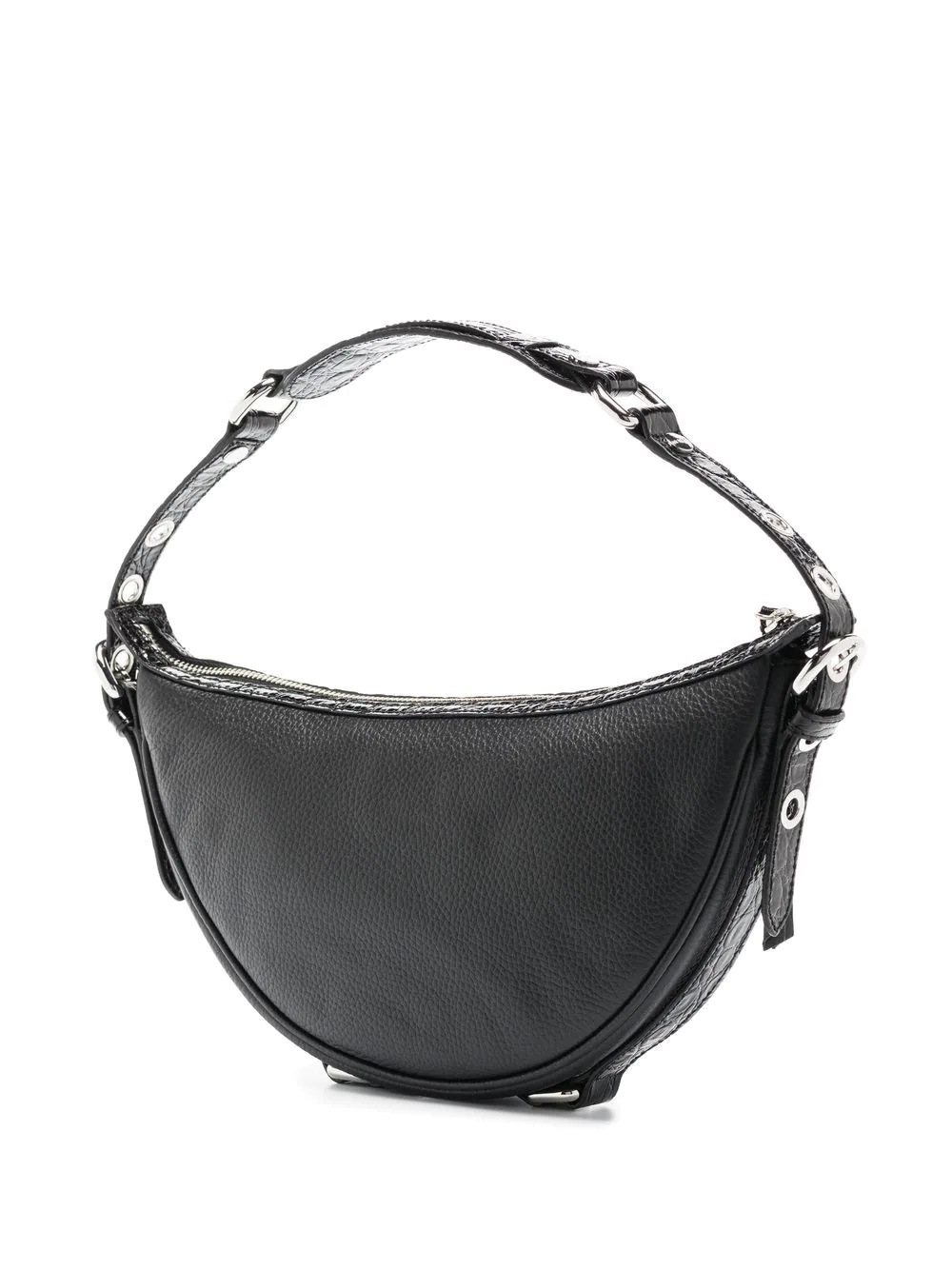 grained-leather curved shoulder bag - 3