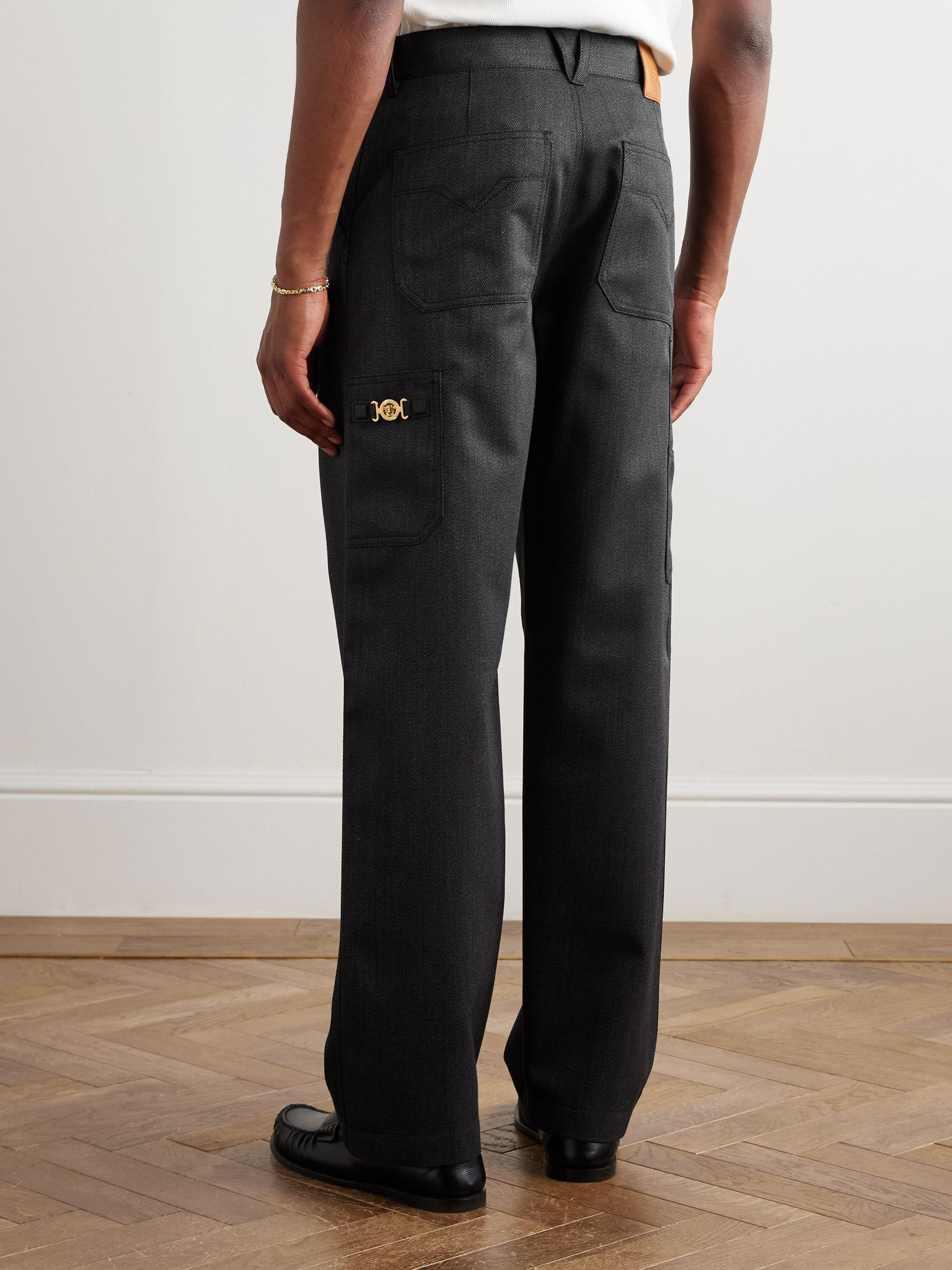 Straight-Leg Wool-Mouliné Trouser Gray - 4