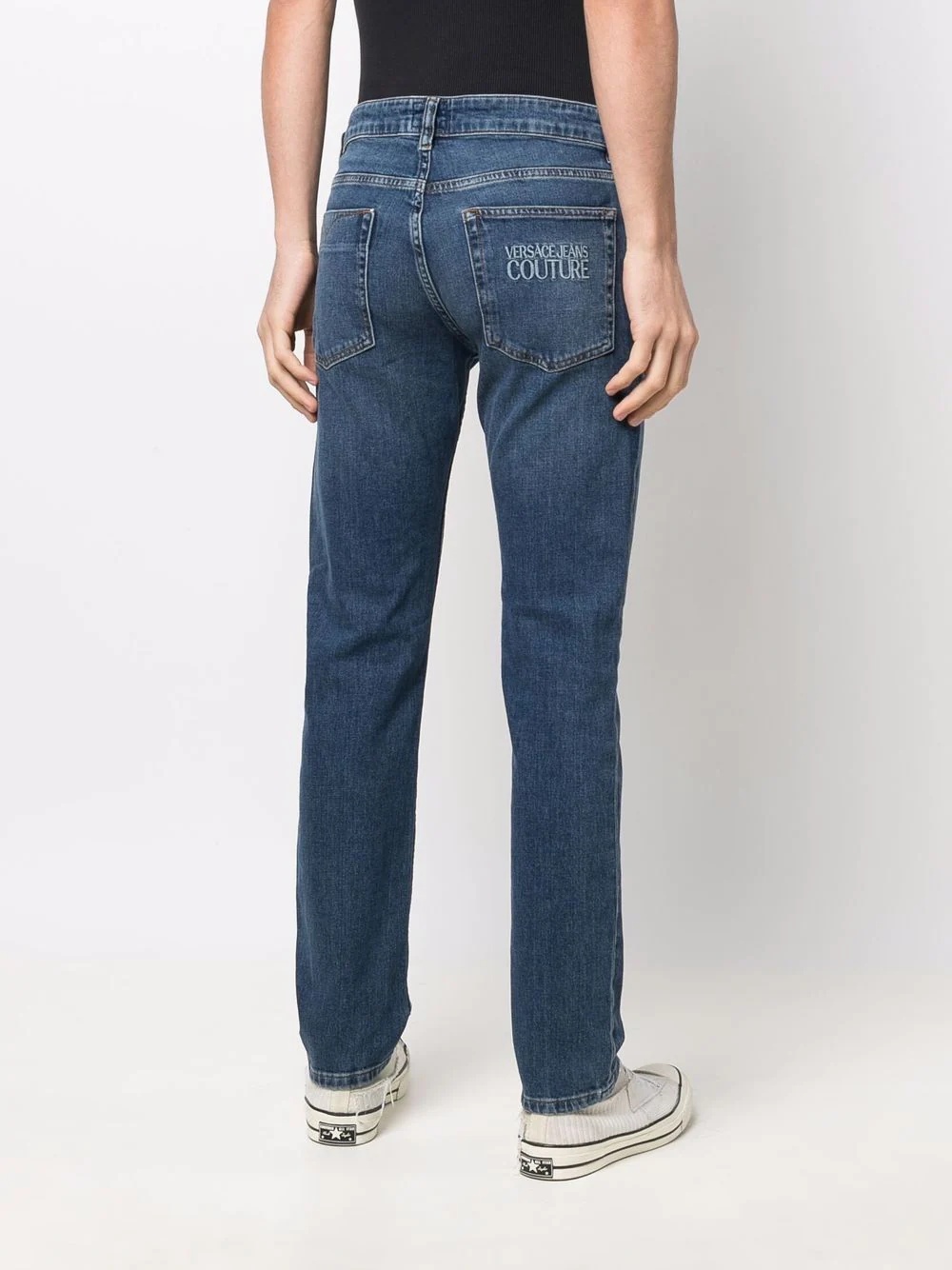 logo-embroidered straight-leg jeans - 4