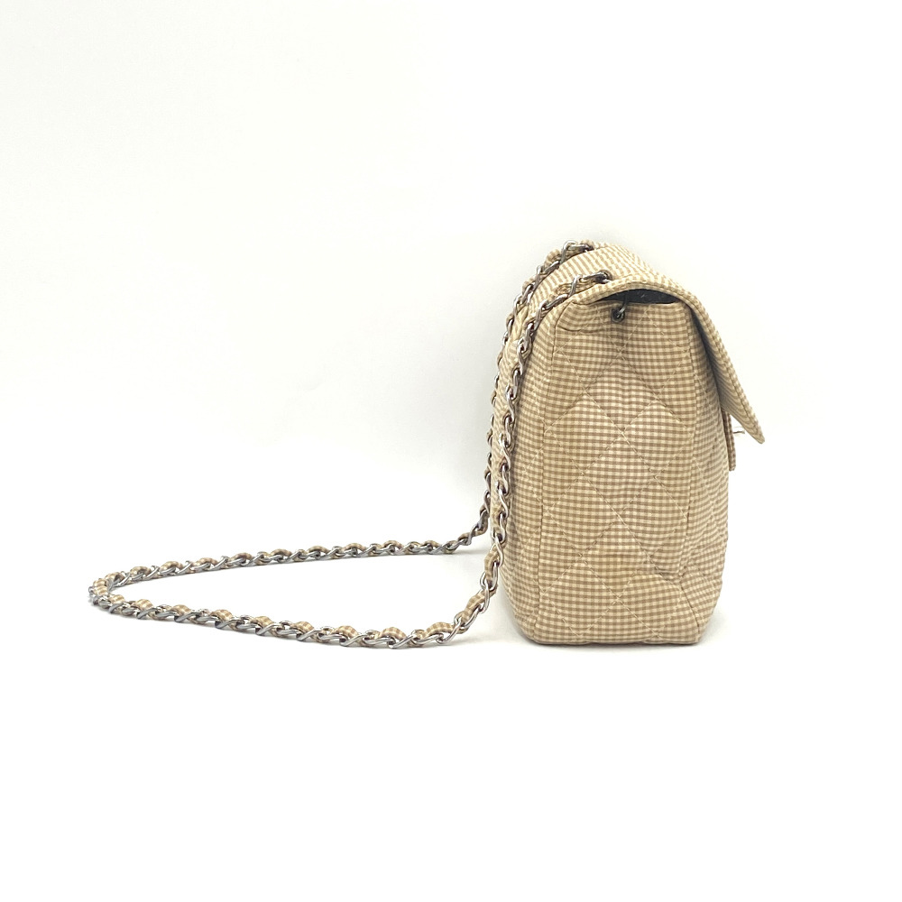 Chanel No.4 Yellow Check Gingham Flap Chain Bag Large - 2