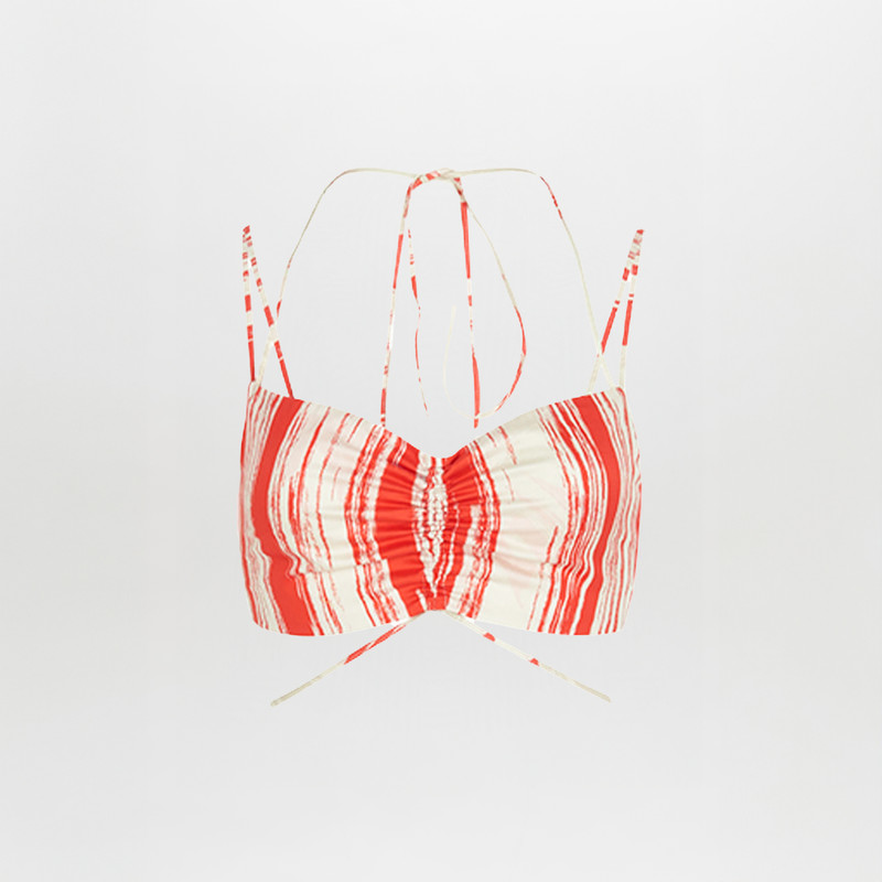 Travis Top Coral Red Palm Print 1