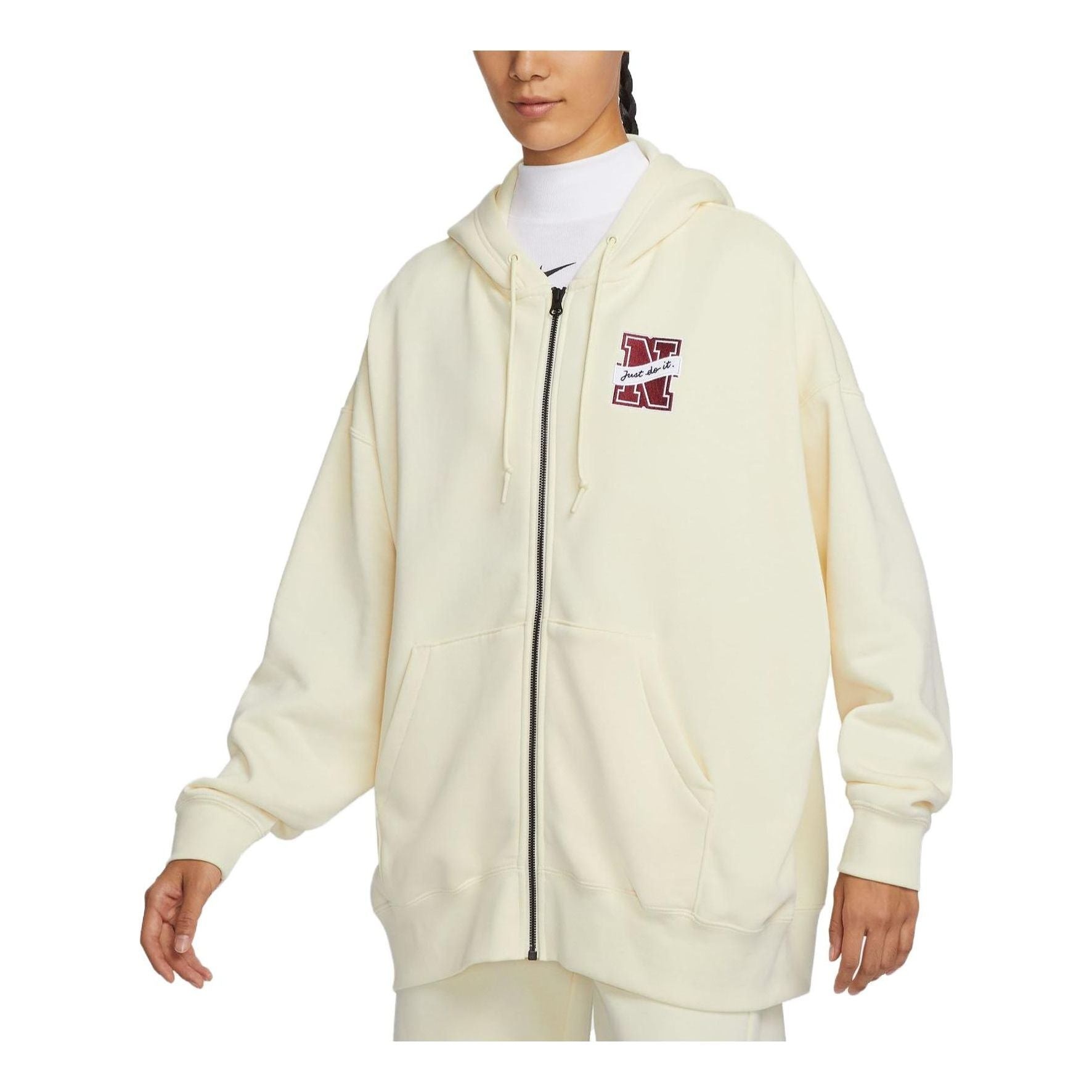 (WMNS) Nike Sportswear Essential Fleece Jacket 'Beige' FV8445-113 - 1