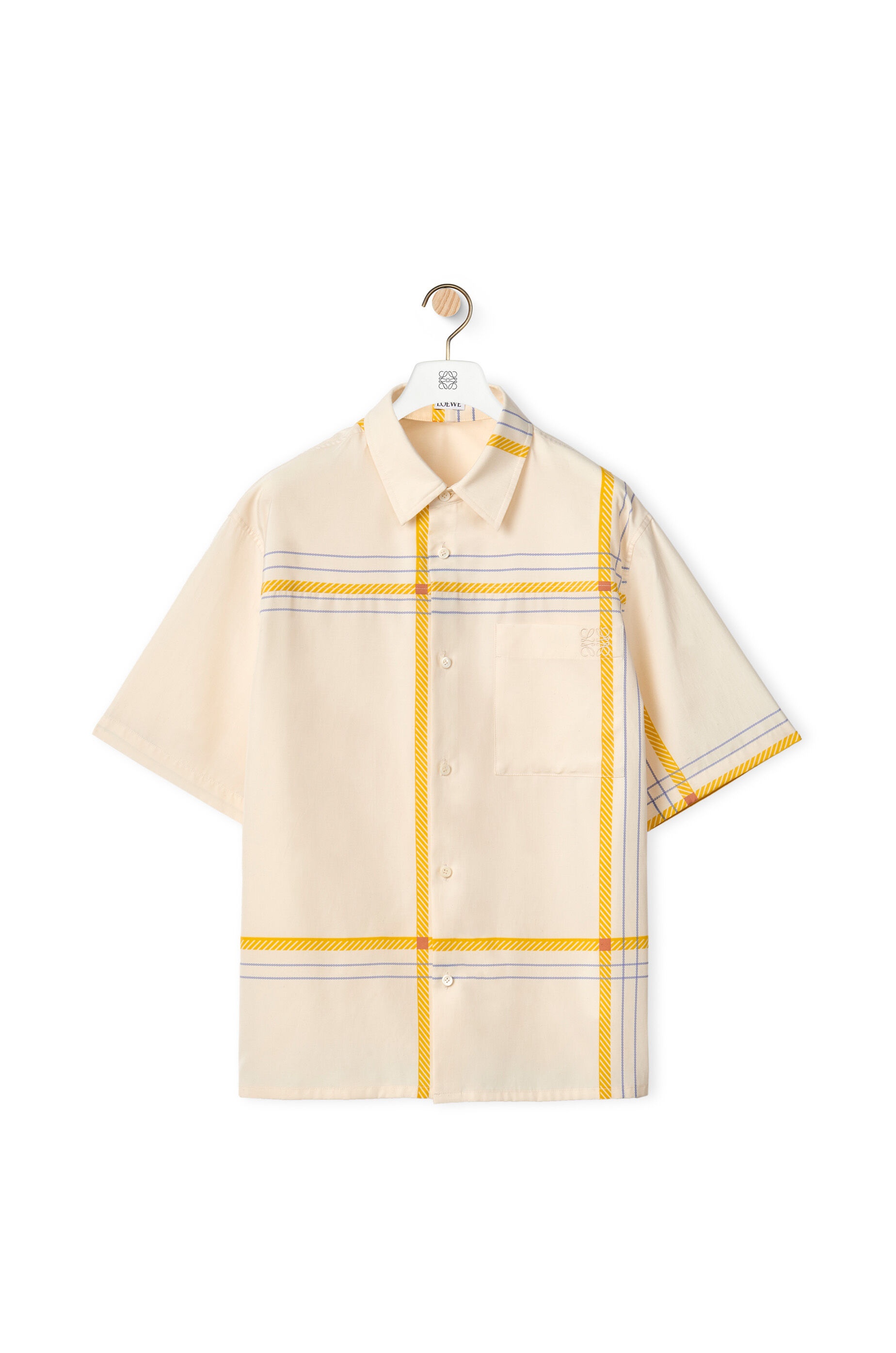 Short sleeve check shirt in silk and cotton - 1