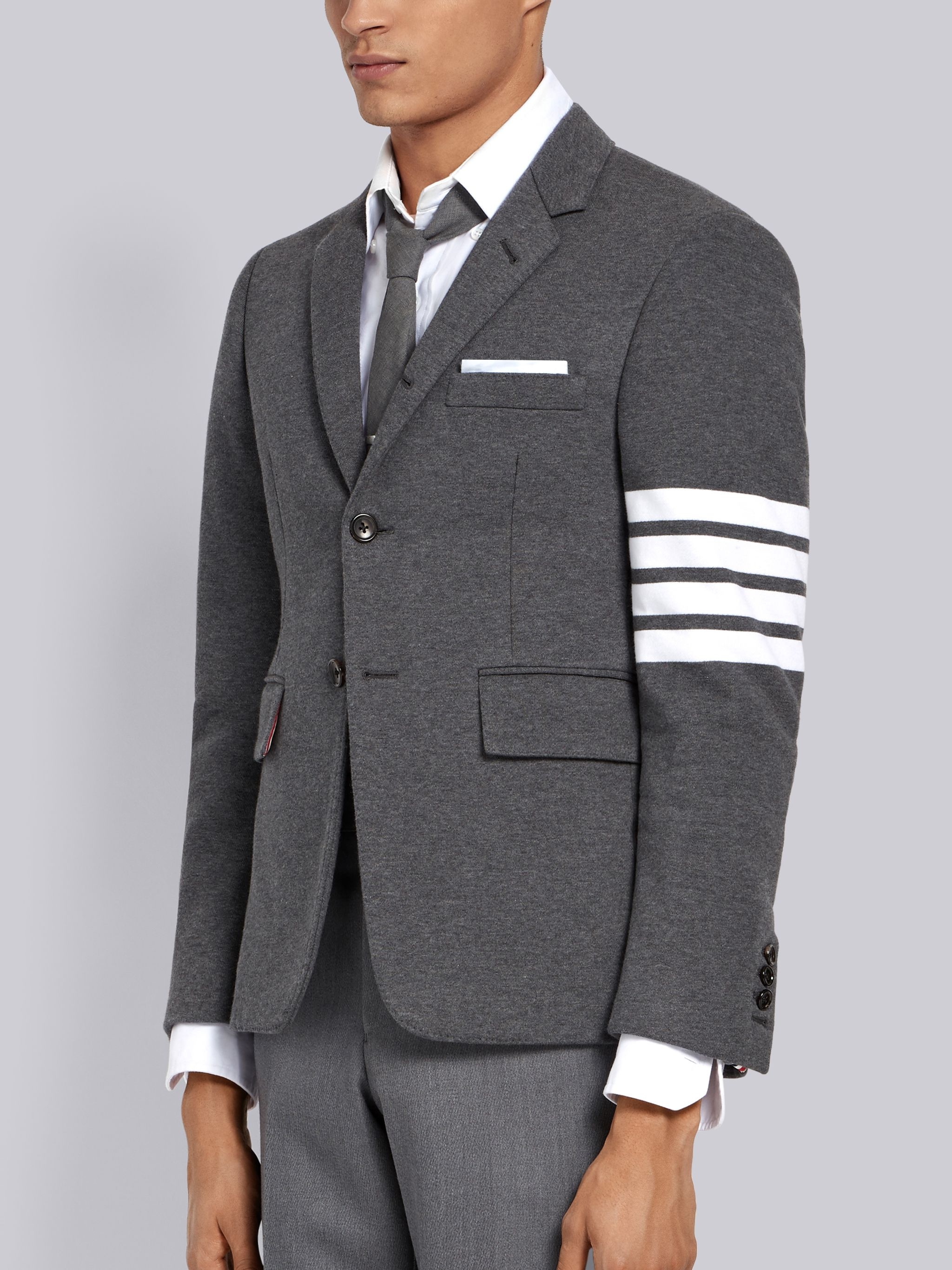 Medium Grey Jersey 4-Bar Classic Sport Coat - 2