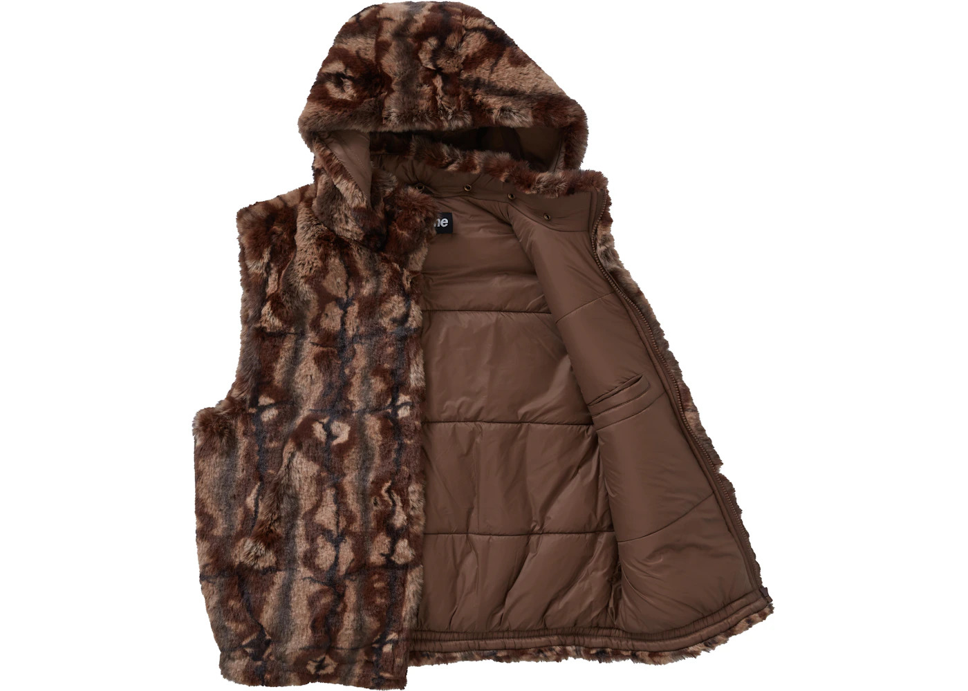 Supreme Faux Fur Hooded Vest Brown - 3