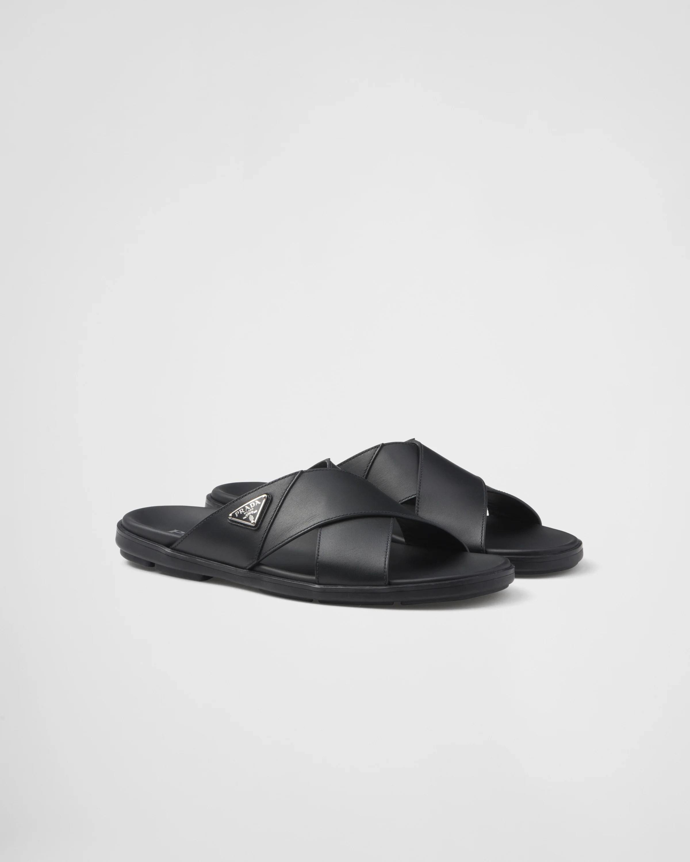 Leather crisscross slides - 1
