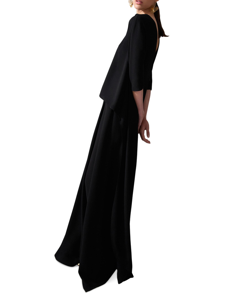 Women's Cape Georgette Asymmetric Top - Black 4