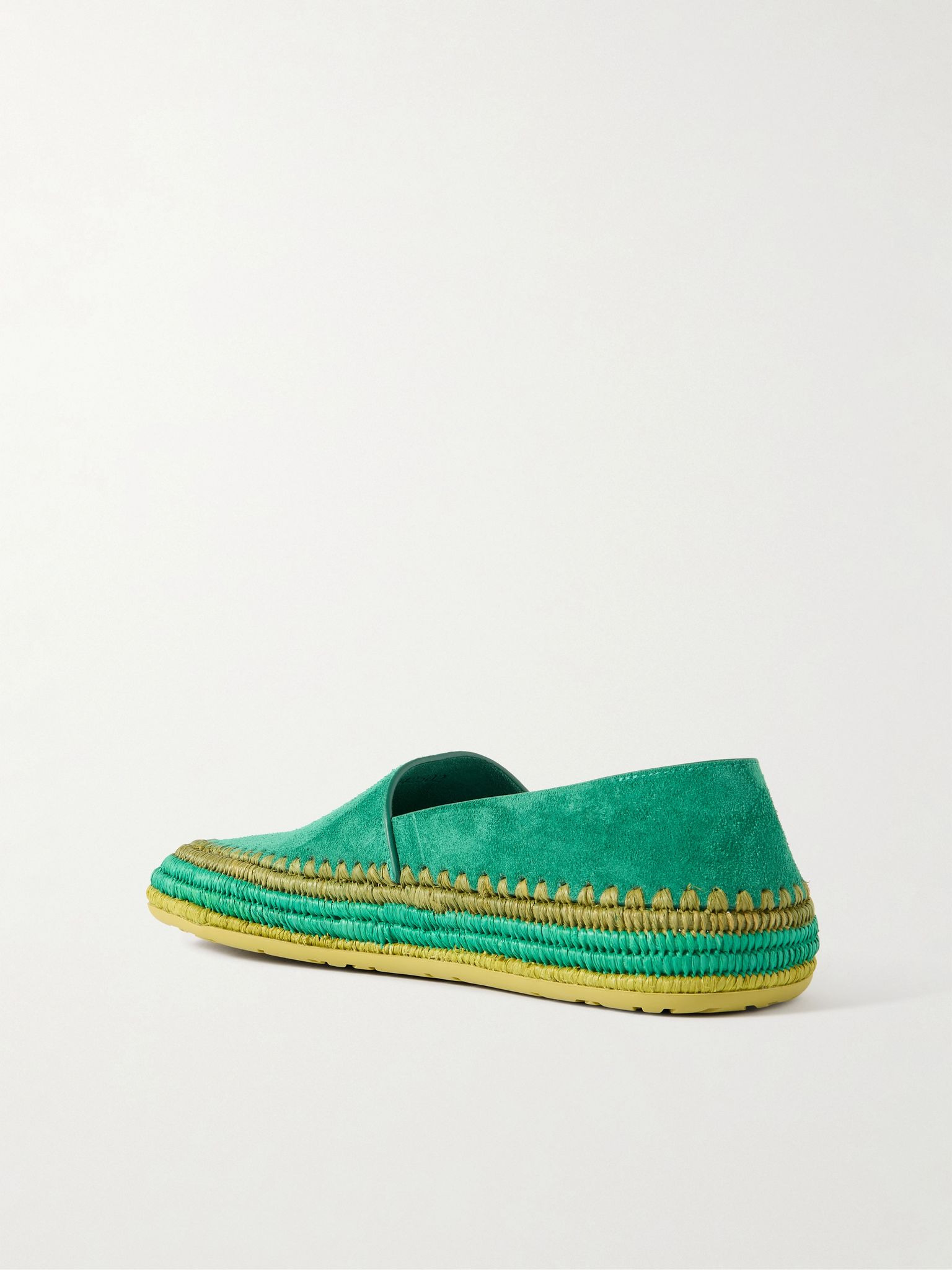 + Paula's Ibiza Rio raffia-trimmed suede espadrilles Green - 3