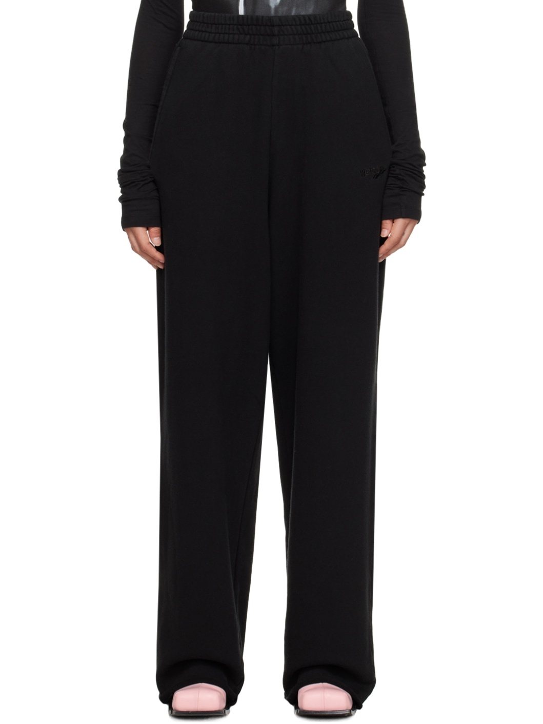 Black Embroidered Lounge Pants - 1