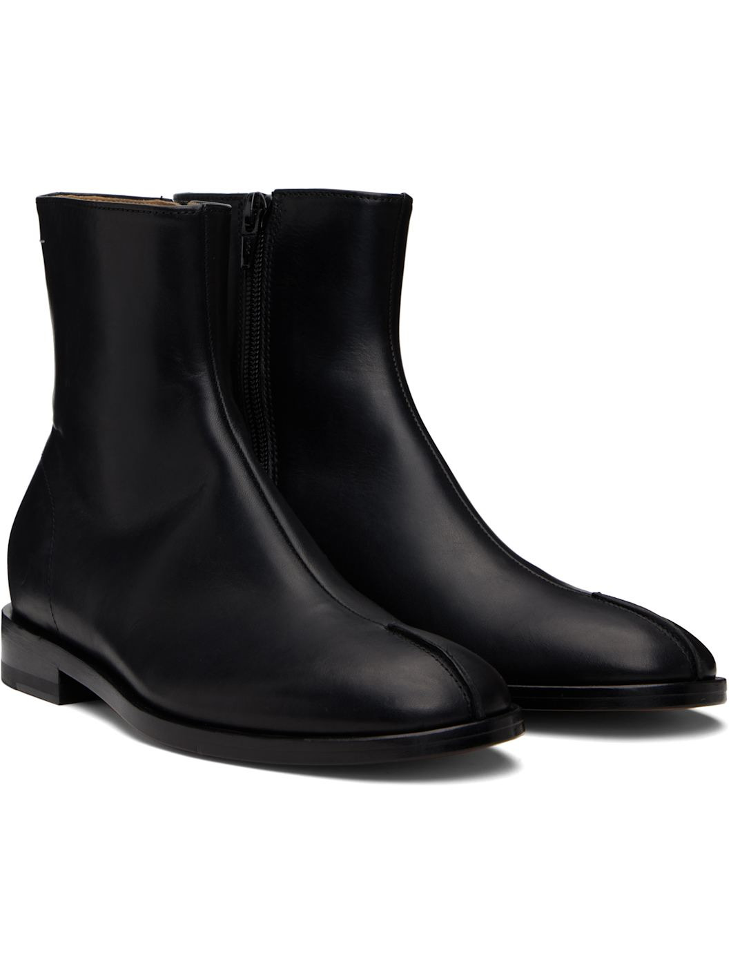 Black Shiny Vegetable Tanned Leather Trunk Boots - 4