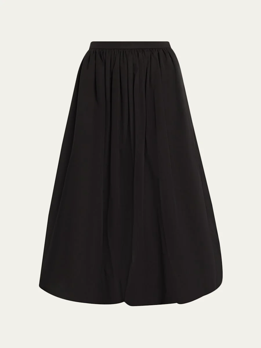 Ruched Cotton Bubble Midi Skirt - 1