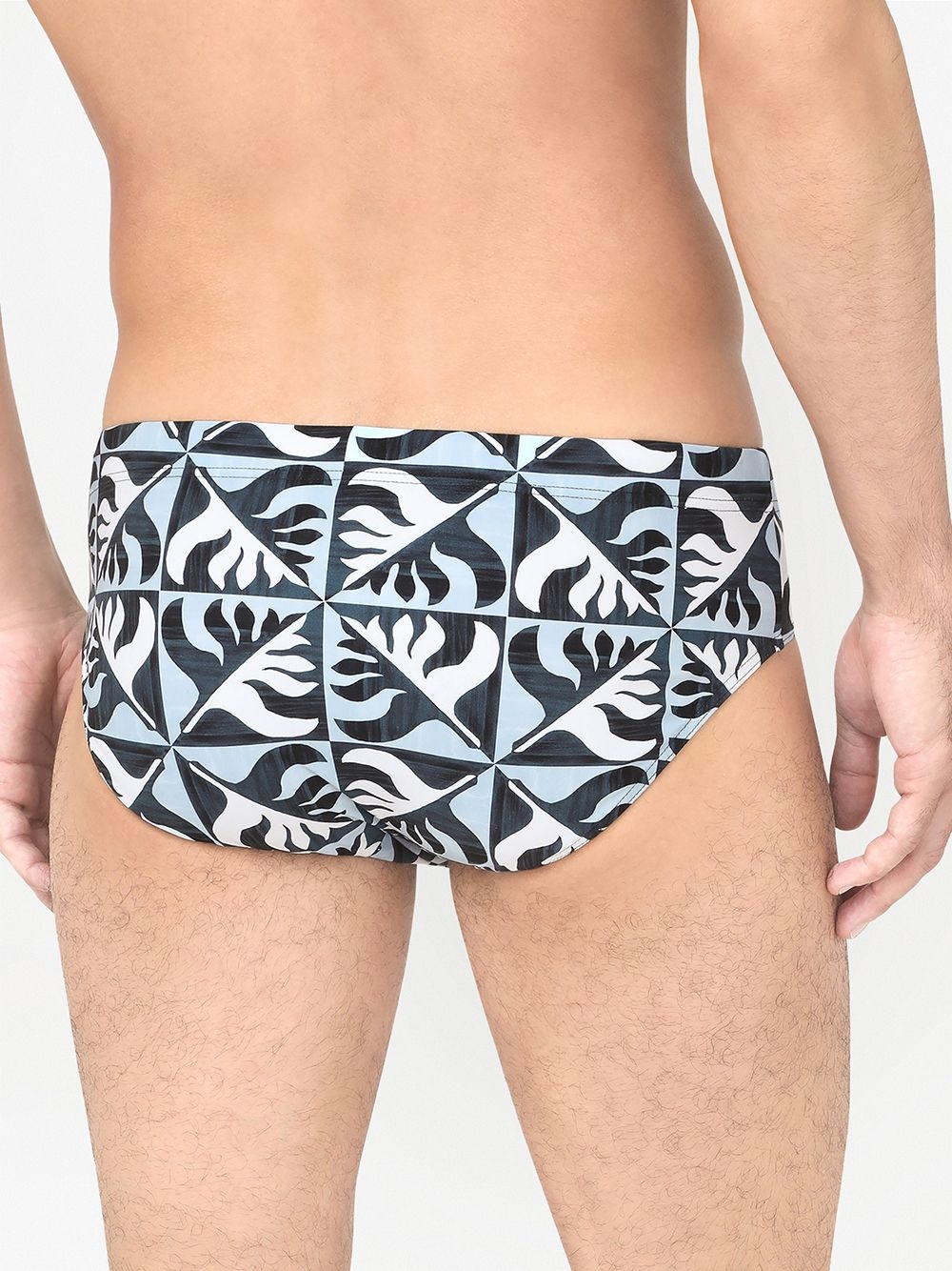 geometric leaf print swimming trunks - 3