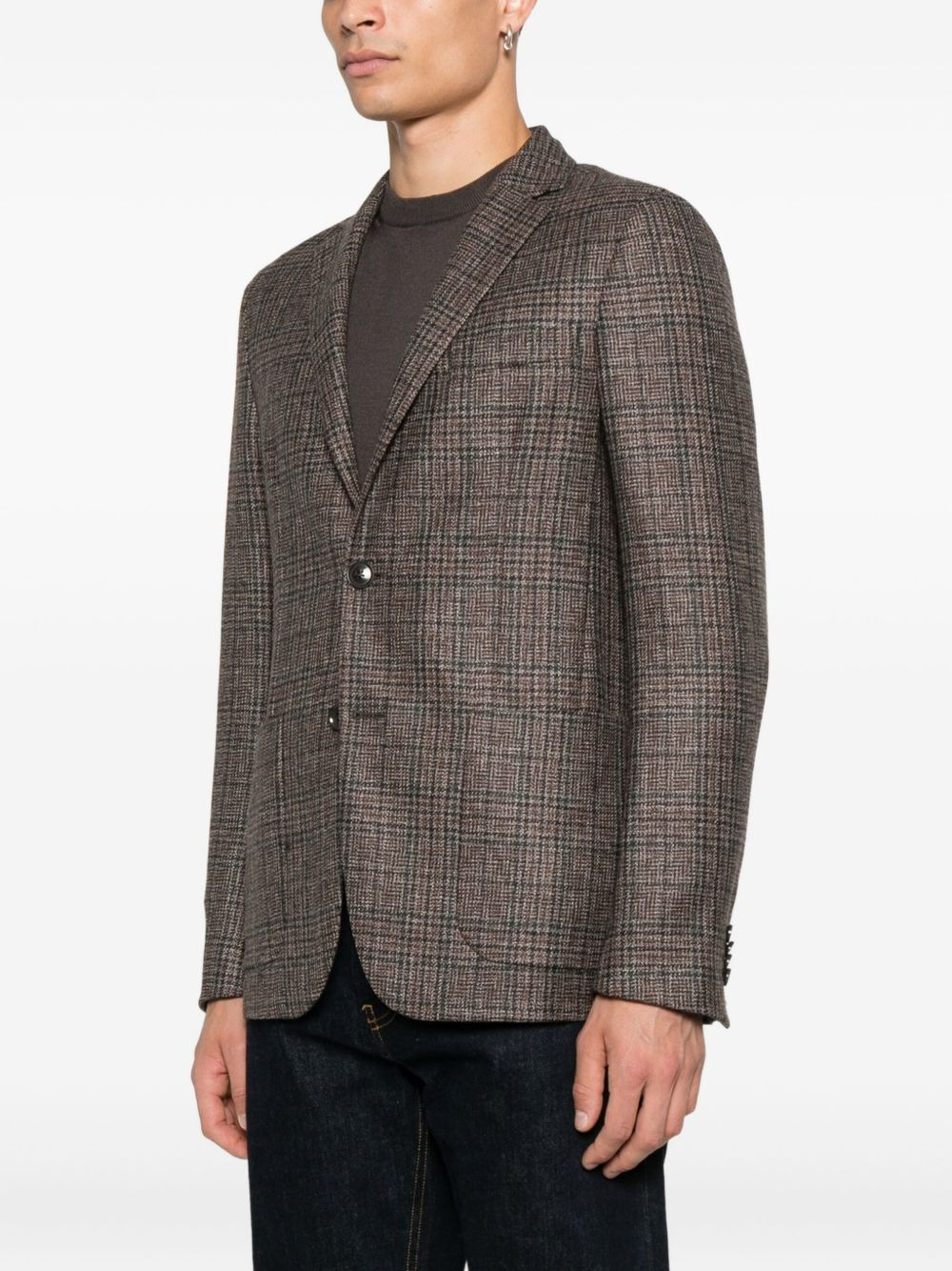 checked two-button jacket - 3