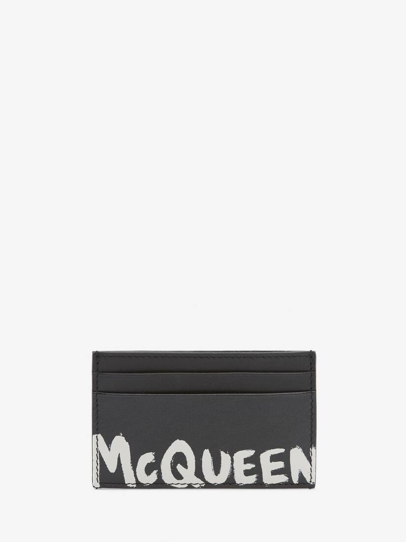 Men's McQueen Graffiti Card Holder in Black/white - 1