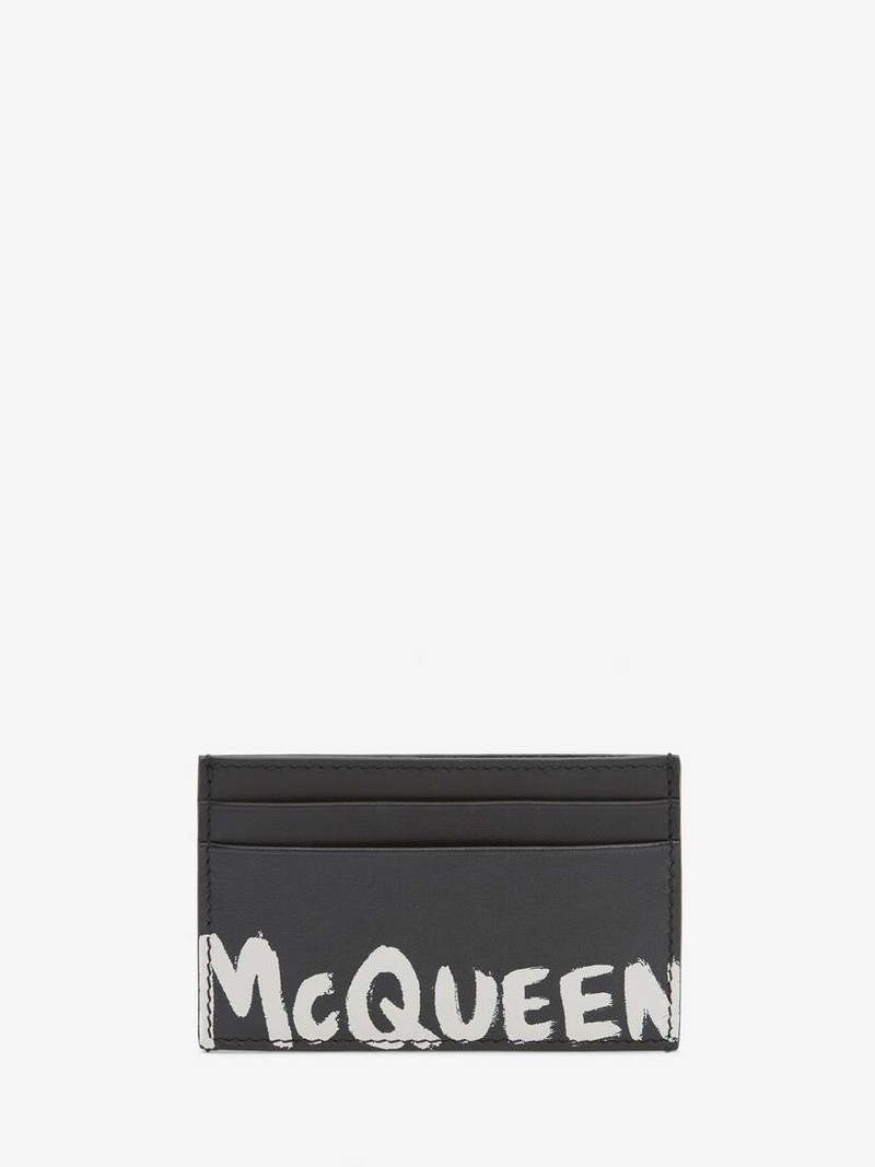 Men's McQueen Graffiti Card Holder in Black/white - 1
