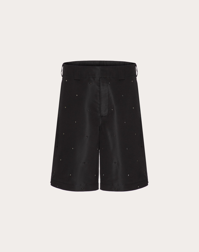 ALL-OVER ROCKSTUD SPIKE SILK FAILLE BERMUDA SHORTS 1