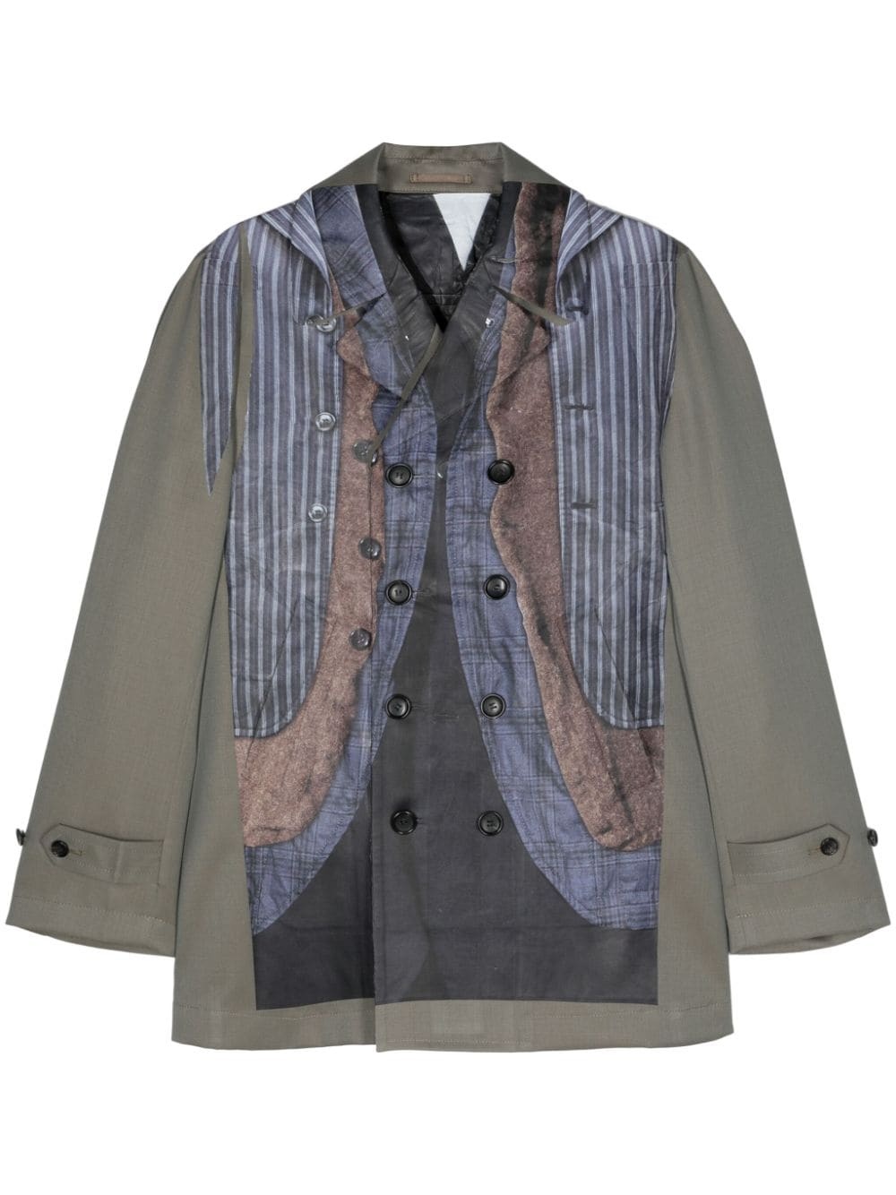 mix-print double-breasted coat - 1