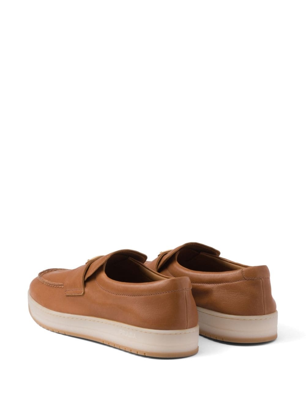 logo-plaque leather loafers - 4