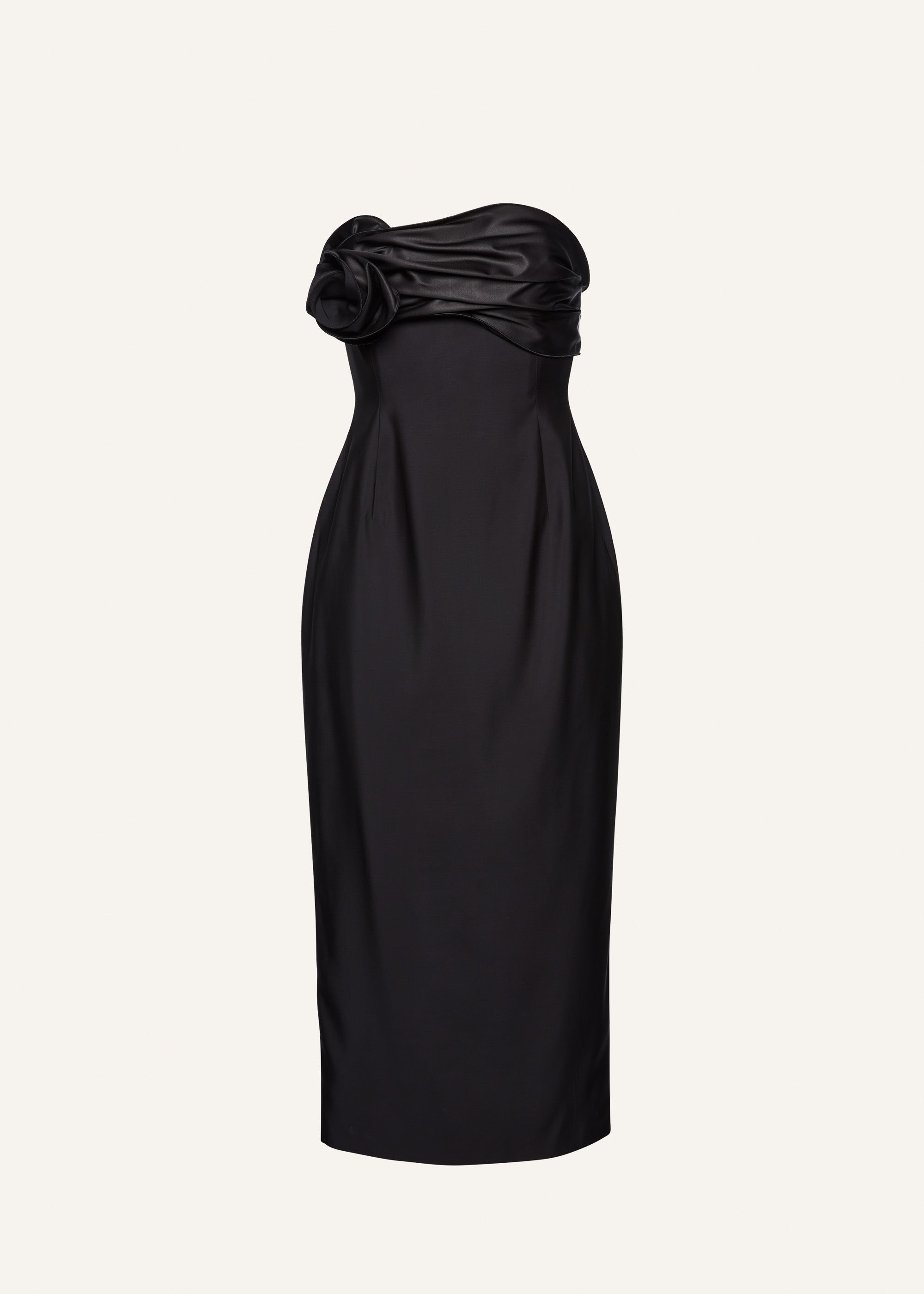 Strapless ruched dress in black - 1