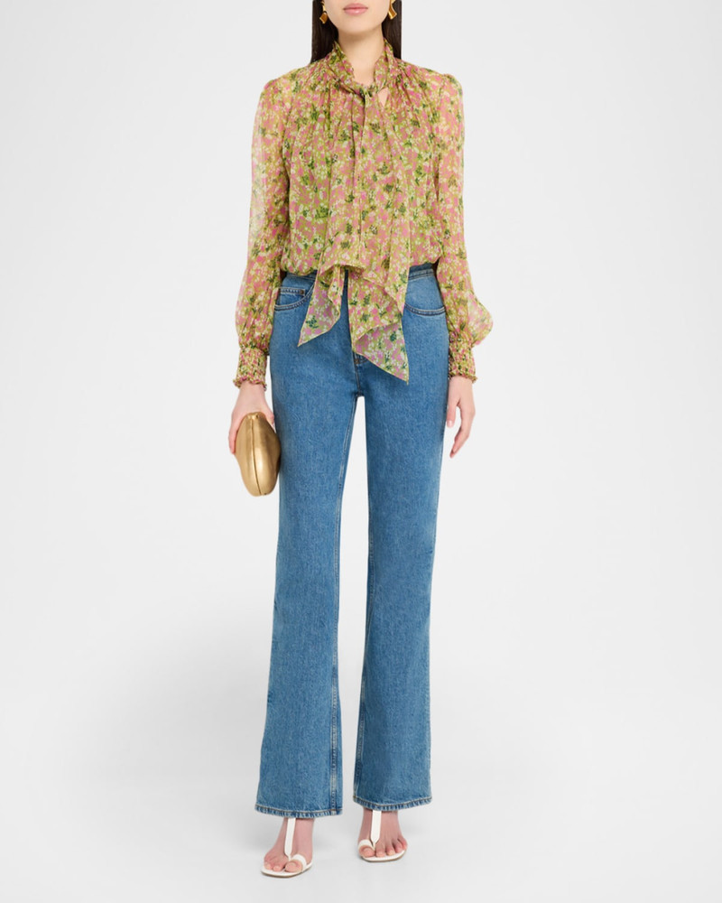 Burberry Lila Floral Silk Scarf-Tie Blouse outlook