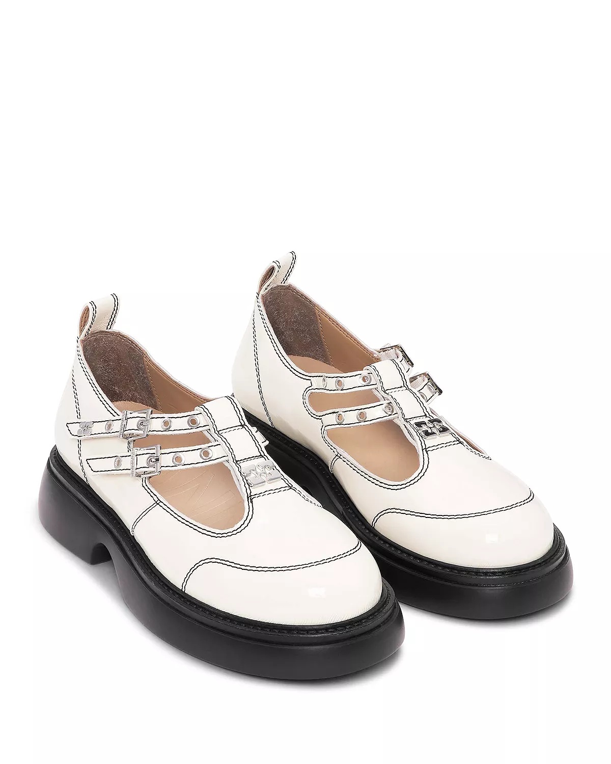送料・関税込【GANNI】EVERYDAY BUTTERFLY MARY JANE FLAT SHOES Butterfly Mary Jane flats in black - Ganni | Mytheresa